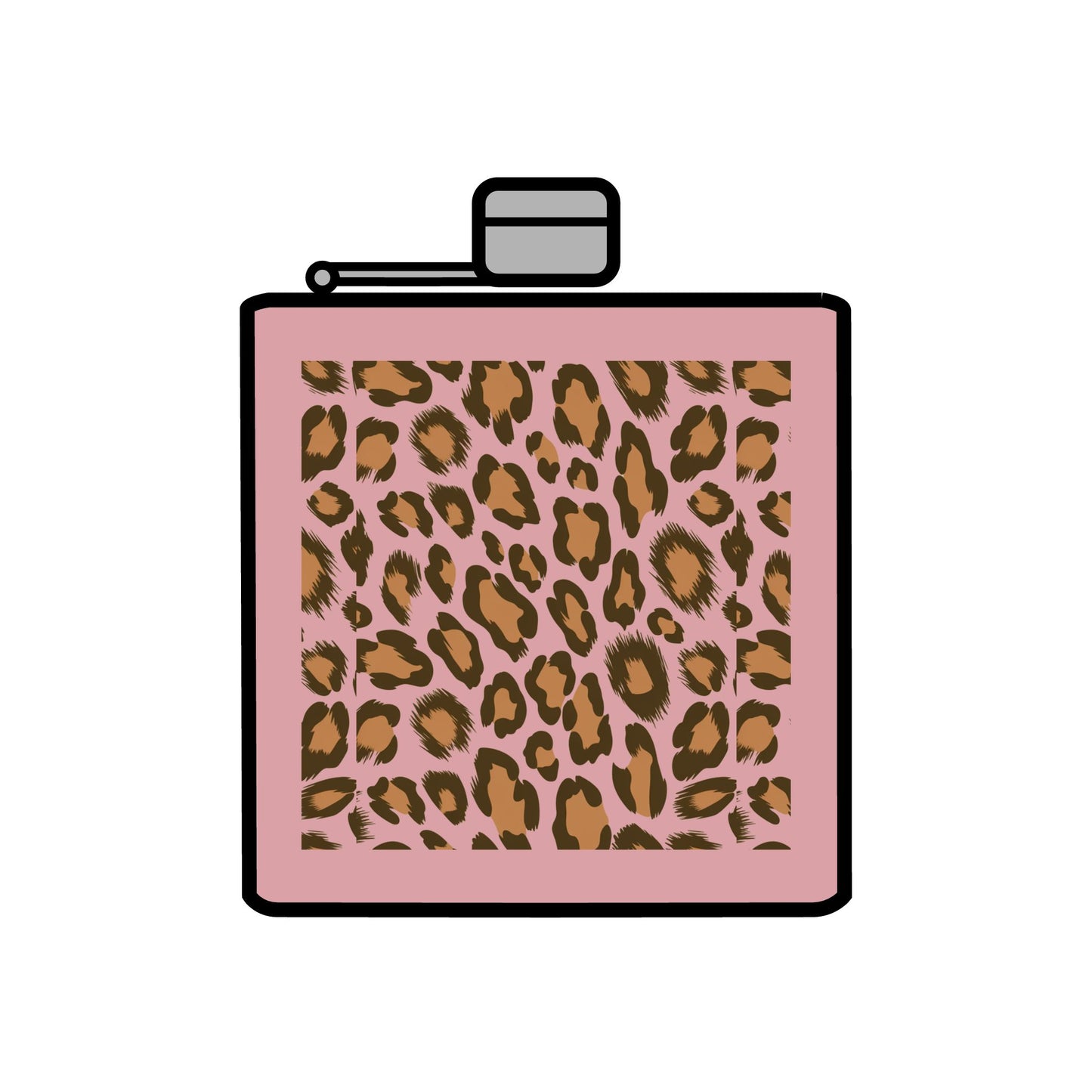 Leopard Print Stainless Steel Flask - 6oz Personal Drink Container