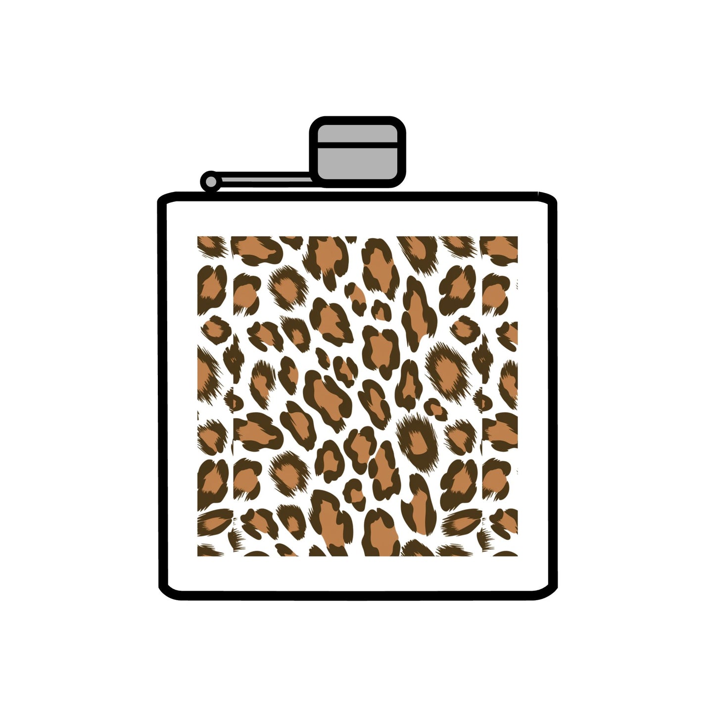 Leopard Print Stainless Steel Flask - 6oz Personal Drink Container