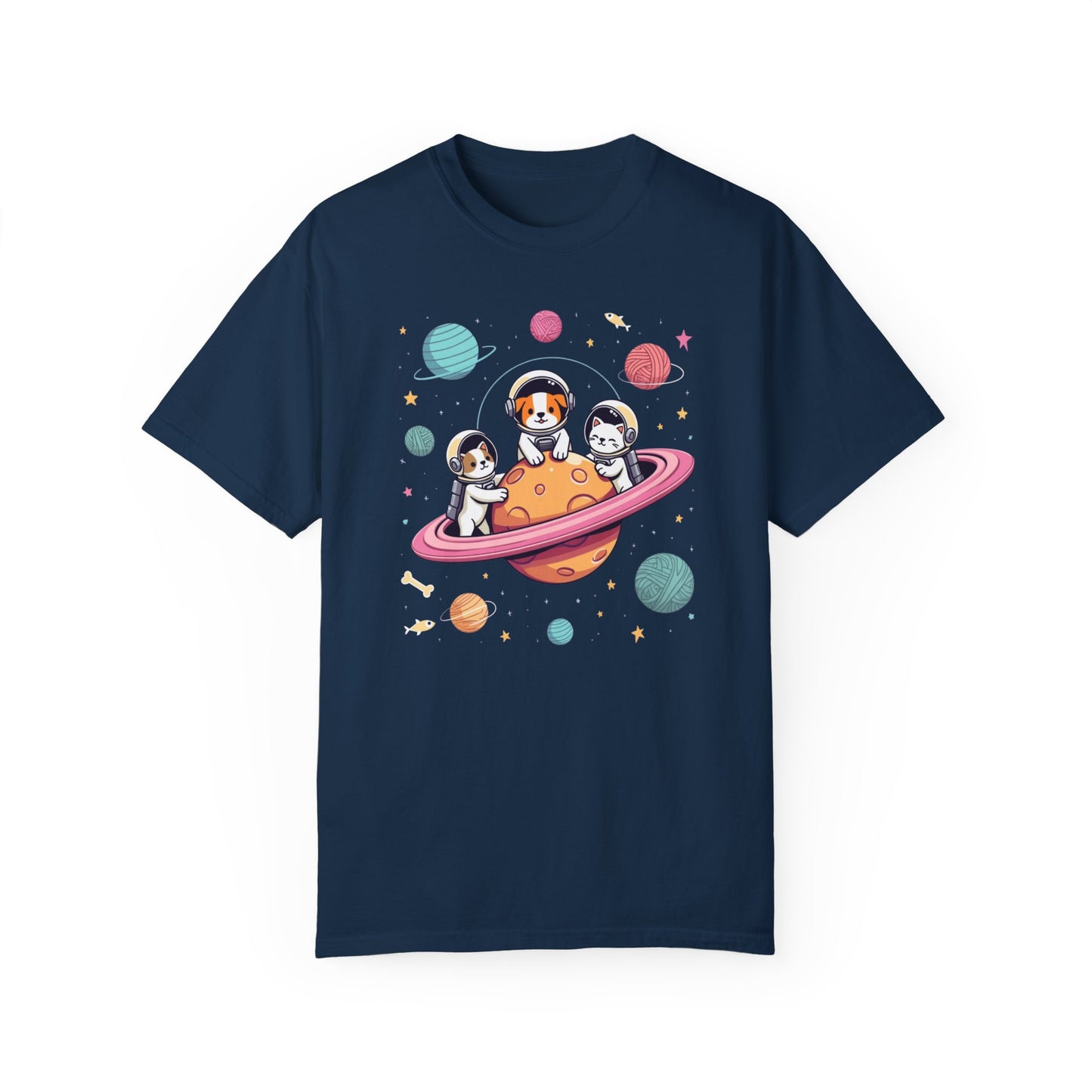 Cute Space Adventure Unisex Garment-Dyed T-Shirt | Animal Astronaut Design