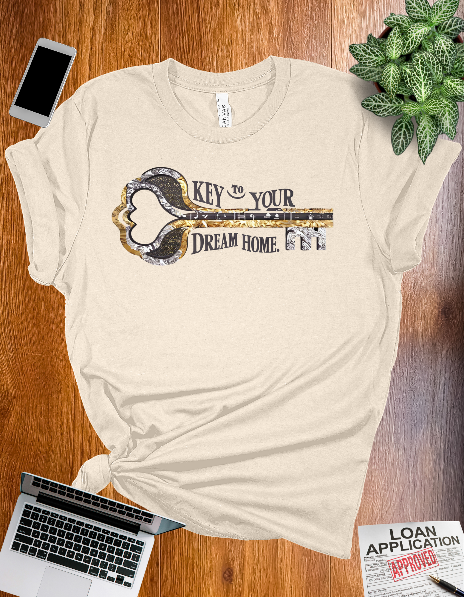 Key to Your Dream Home t-shirt with a key design, perfect for mortgage loan officers and real estate professionals.