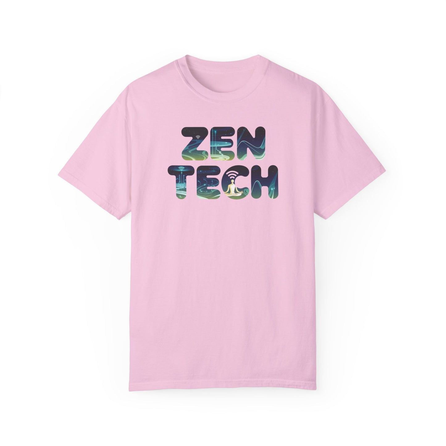 Zen Tech Unisex Garment-Dyed T-Shirt - Relaxed Fit Graphic Tee for Mindfulness Enthusiasts