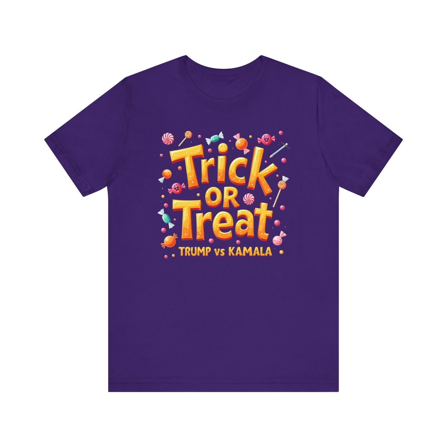 Trick or Treat Trump vs Kamala Halloween Tee, Retro Election Fall Shirt for Spooky Season