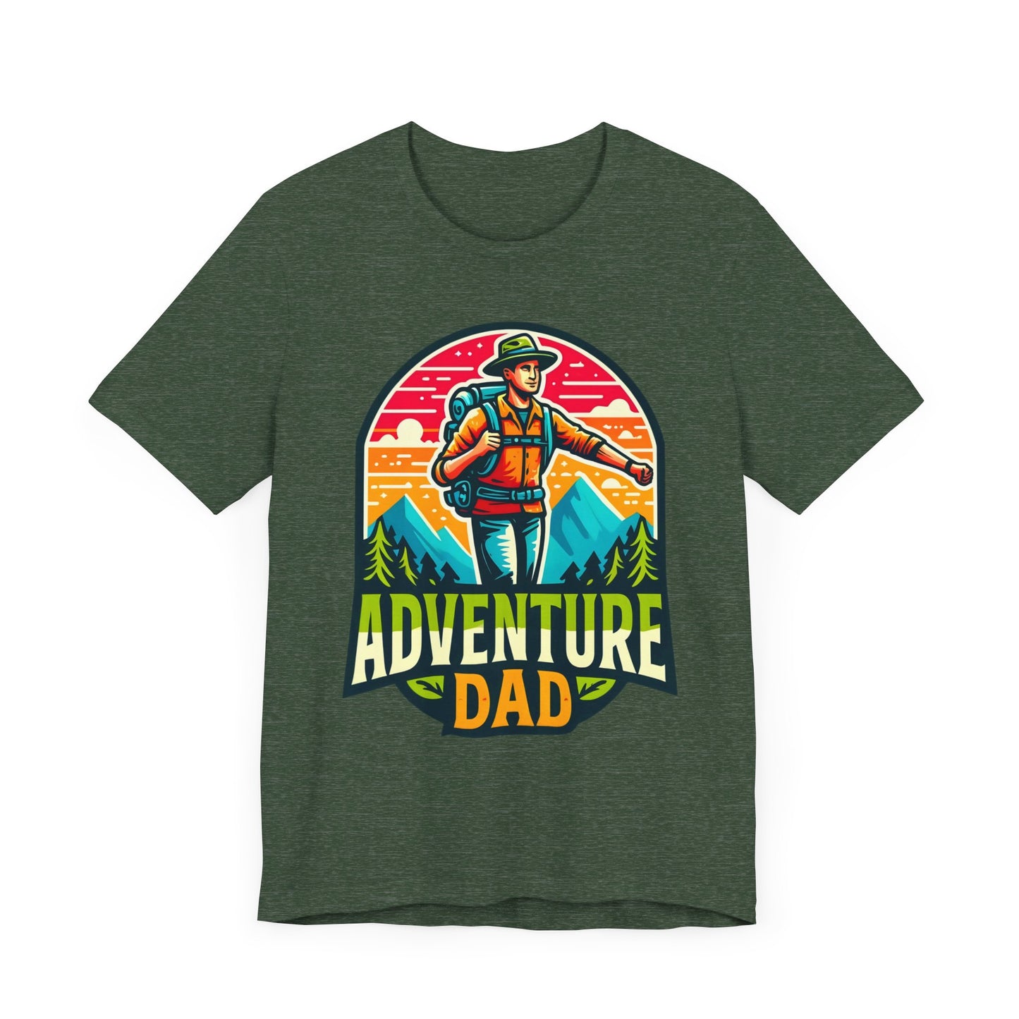 Adventure Dad t-shirt featuring a hiker graphic, perfect for dads who love outdoor adventures.