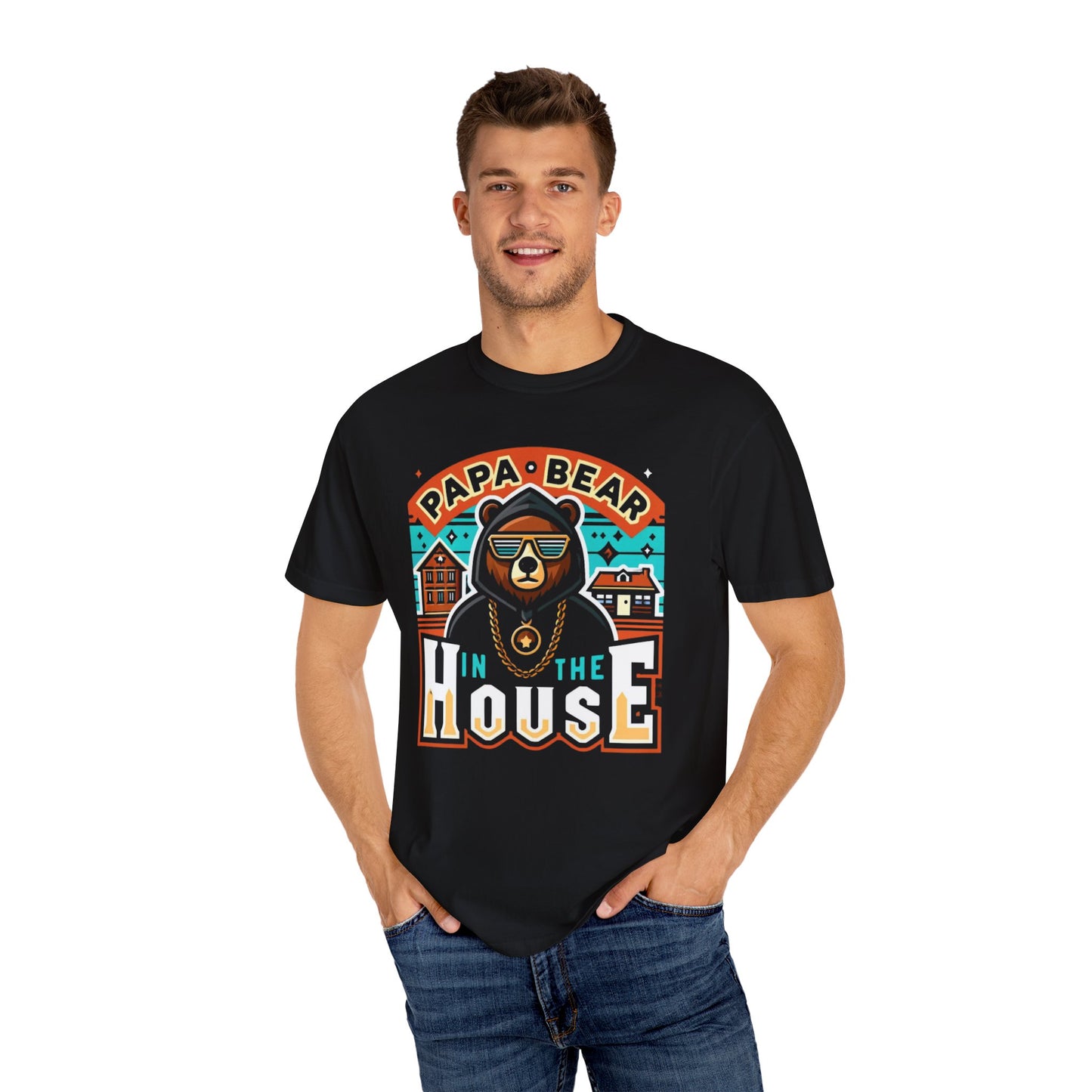 Papa Bear in the House graphic tee - fun and unique Father's Day gift