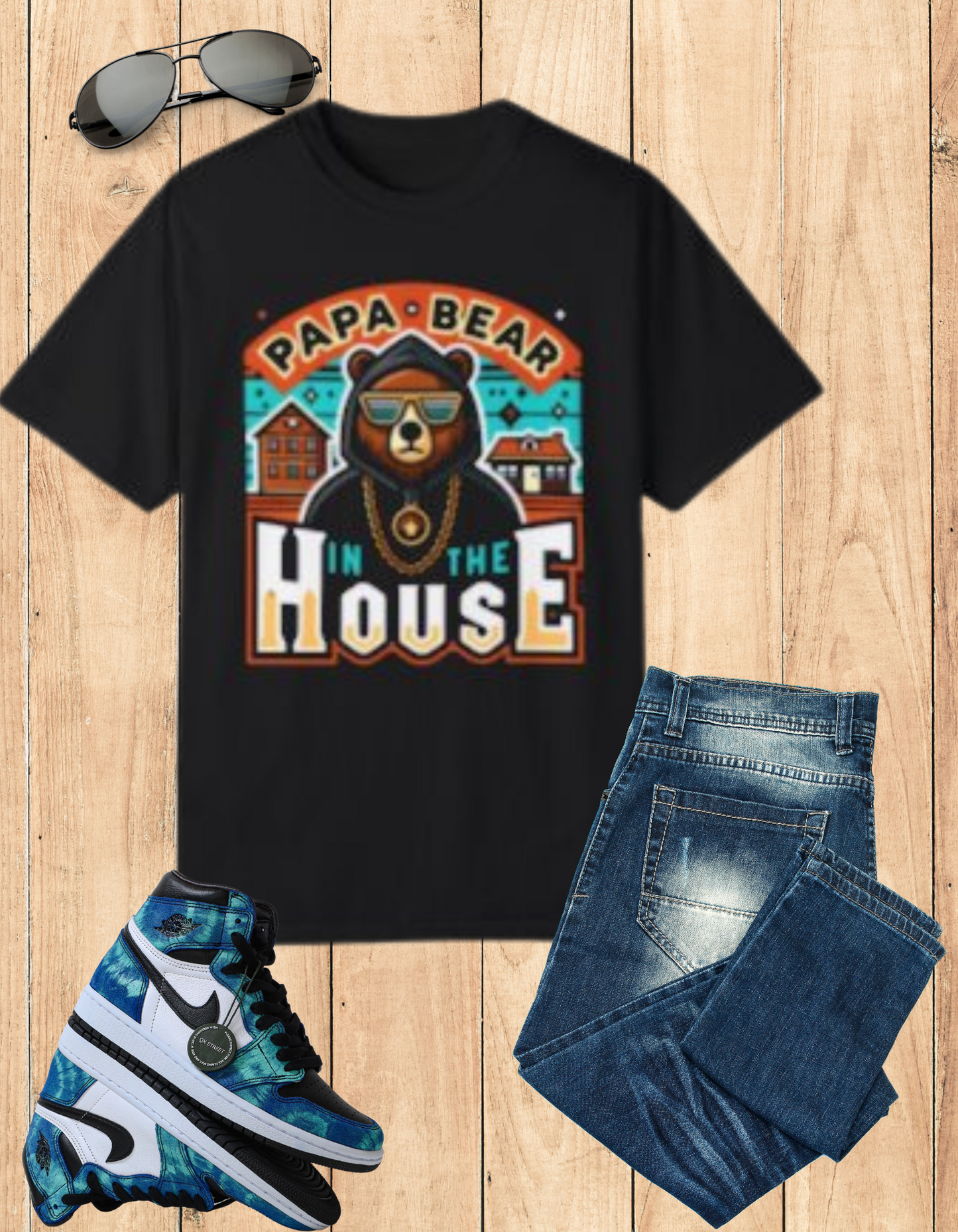 Papa Bear in the House graphic tee - fun and unique Father's Day gift