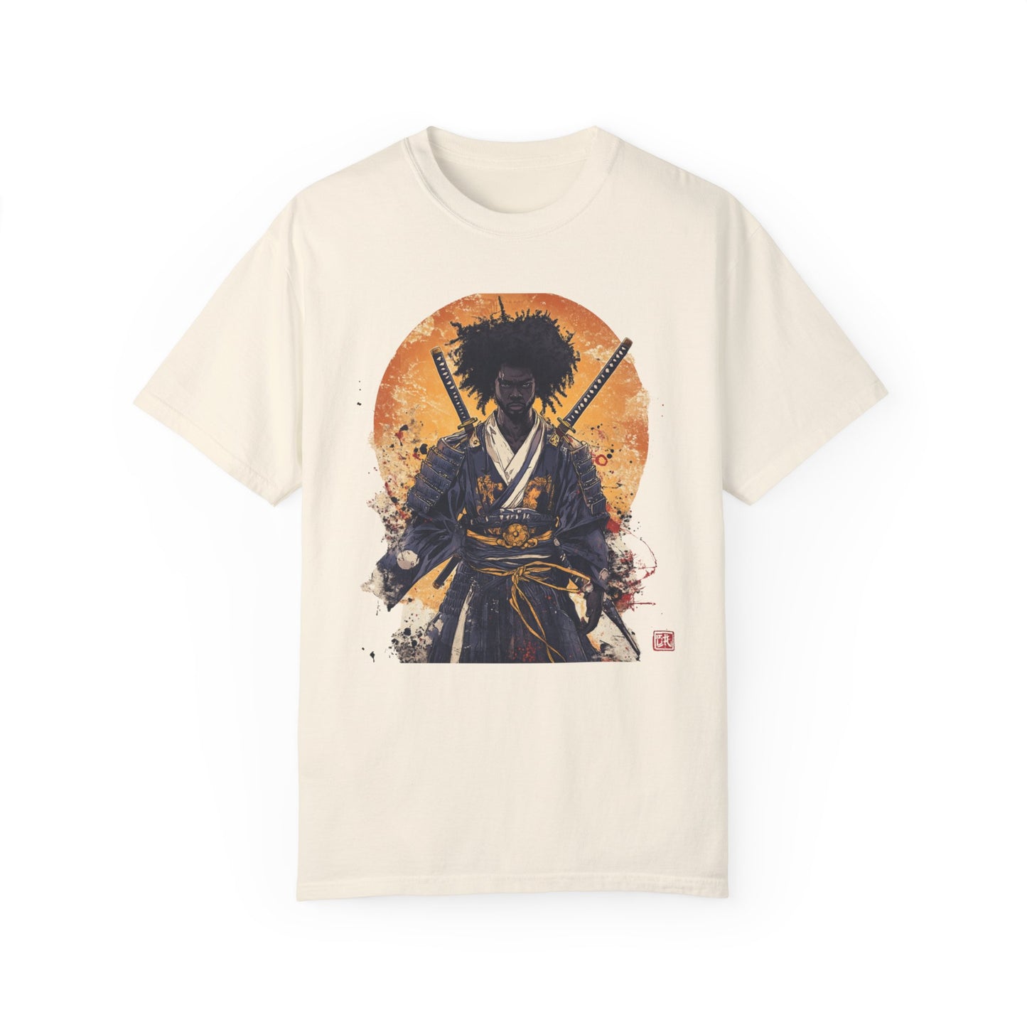 Samurai Sunset Unisex Garment-Dyed T-Shirt - Epic Warrior Design