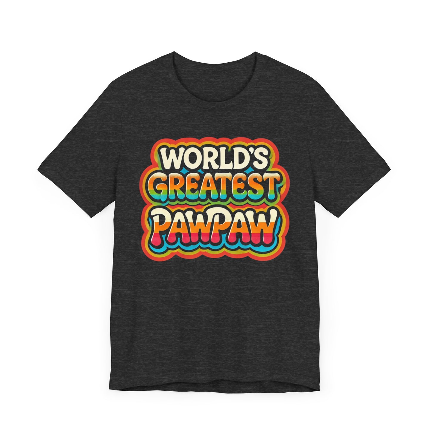 World's Greatest Pawpaw Retro T-Shirt in navy and royal blue colors, featuring a fun and colorful design perfect for grandpa appreciation gifts.