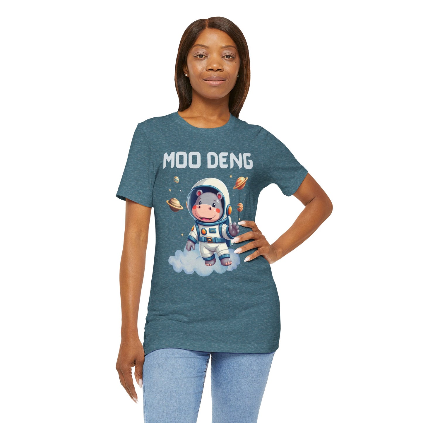 Hippo Moo Deng Astronaut T-Shirt, Funny Gift for Her Cute Animal Lover