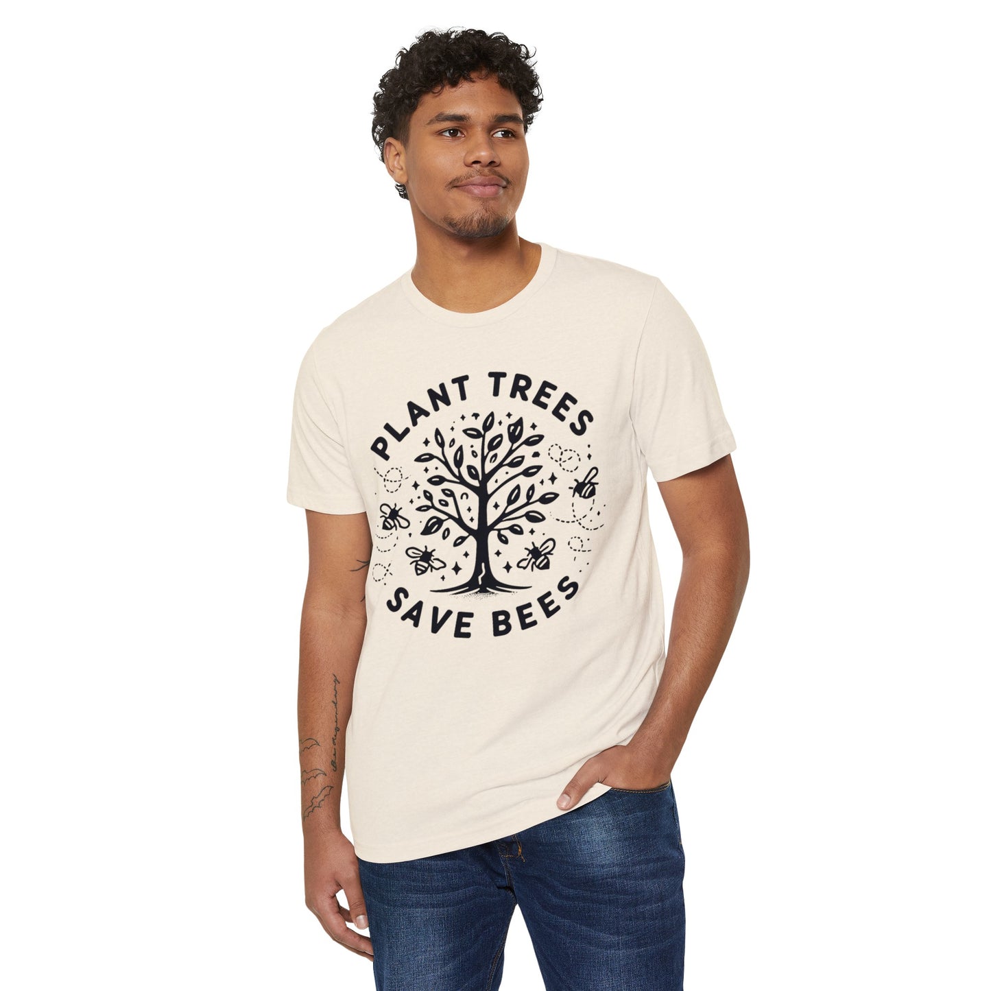 Plant Trees, Save Bees: Eco-Friendly 100% Organic Cotton Tee