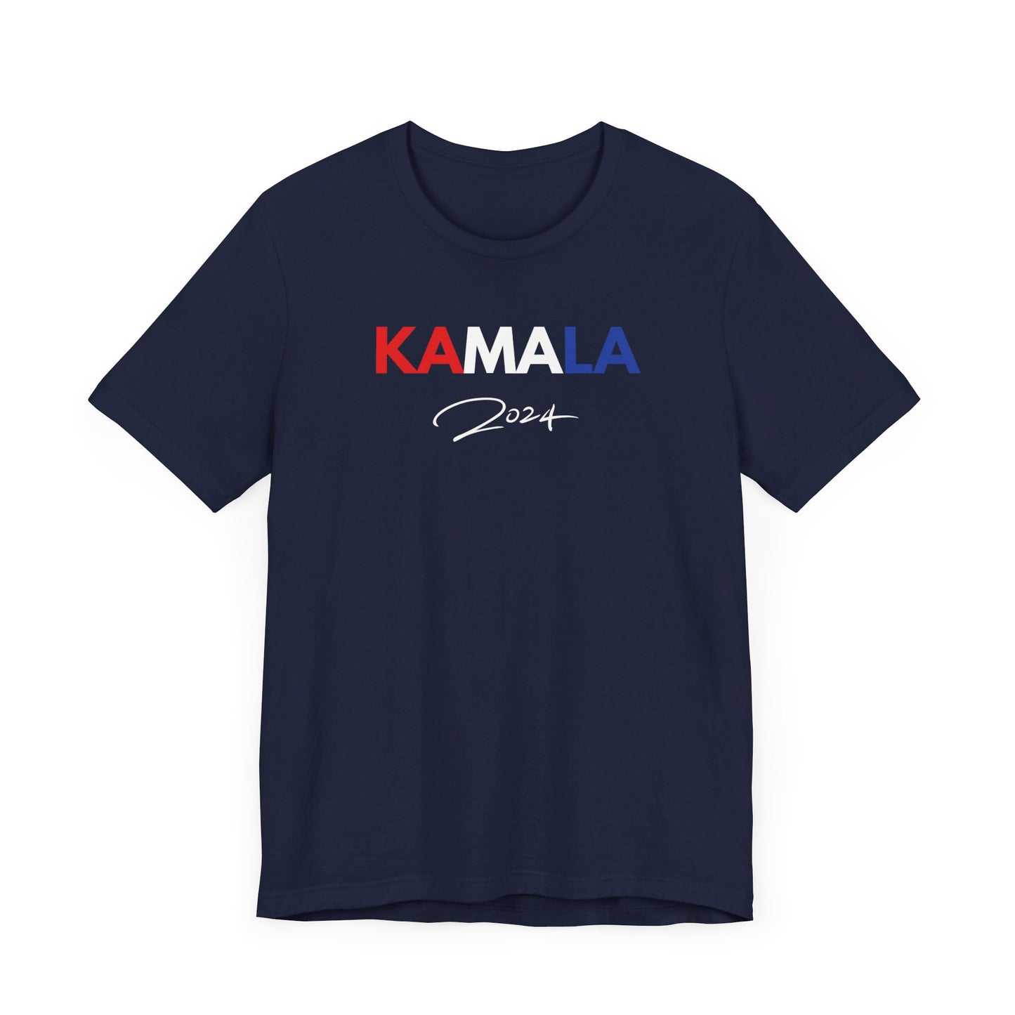 Kamala Harris 'KAMALA 2024' Patriotic Signature T-Shirt - Front and Back Design