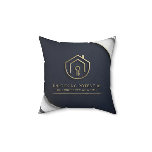 Unlock Comfort - 'Unlocking Potential' Real Estate Themed Pillow