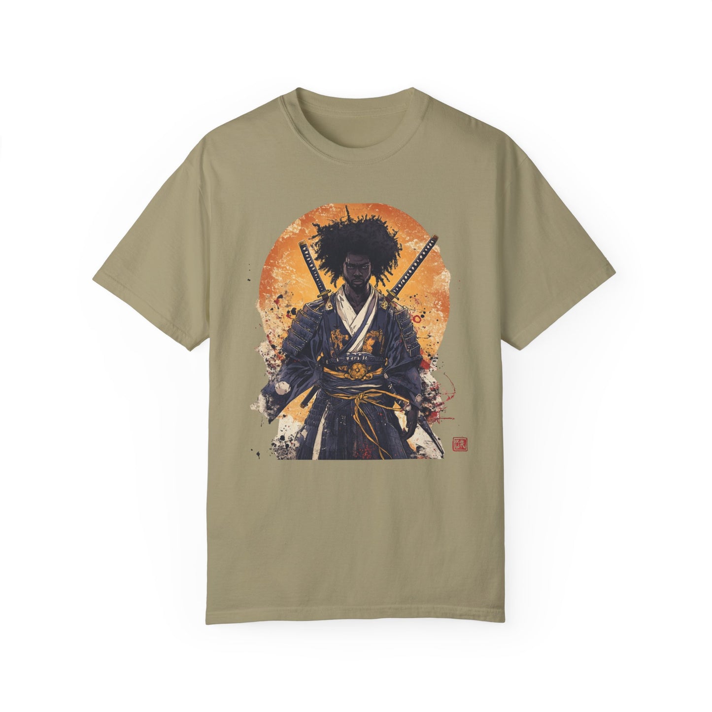 Samurai Sunset Unisex Garment-Dyed T-Shirt - Epic Warrior Design