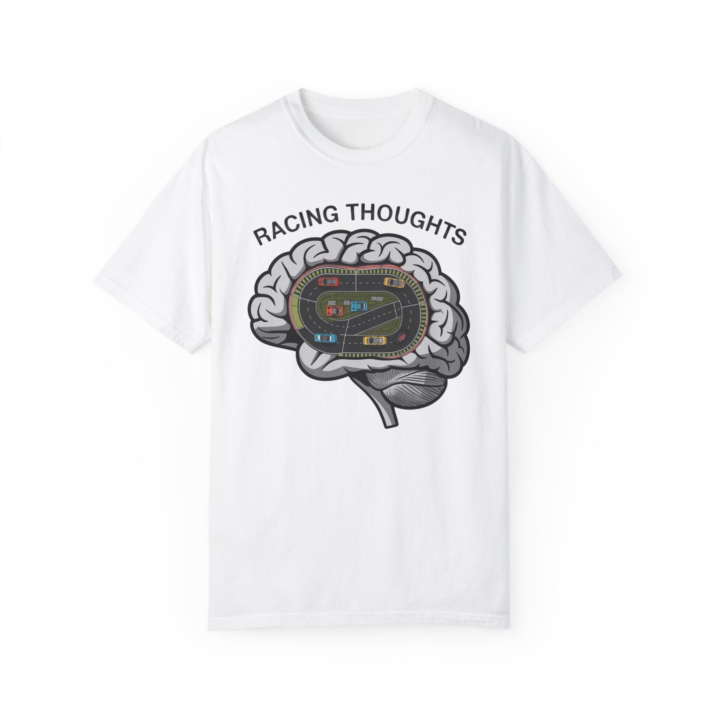 Unisex Garment-Dyed T-Shirt - Racing Thoughts Graphic Tee for Creative Minds