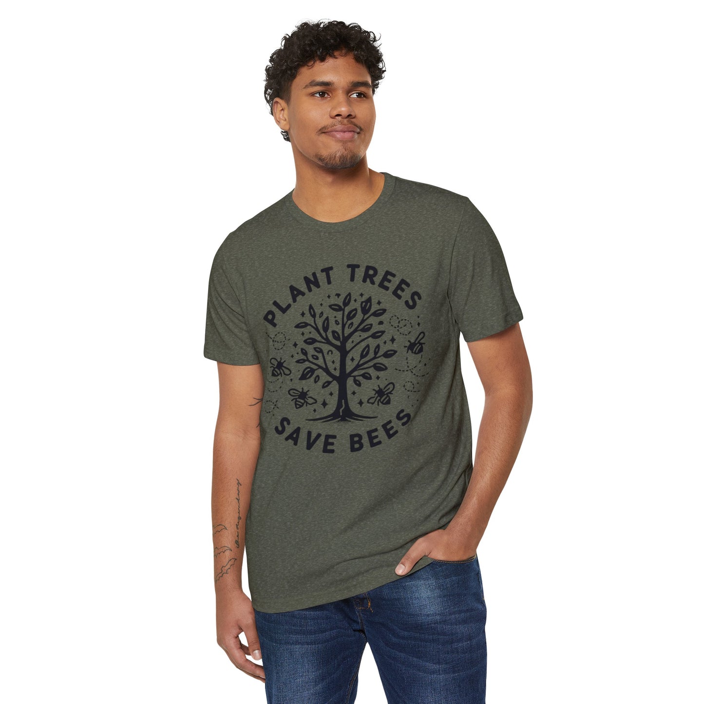 Plant Trees, Save Bees: Eco-Friendly 100% Organic Cotton Tee