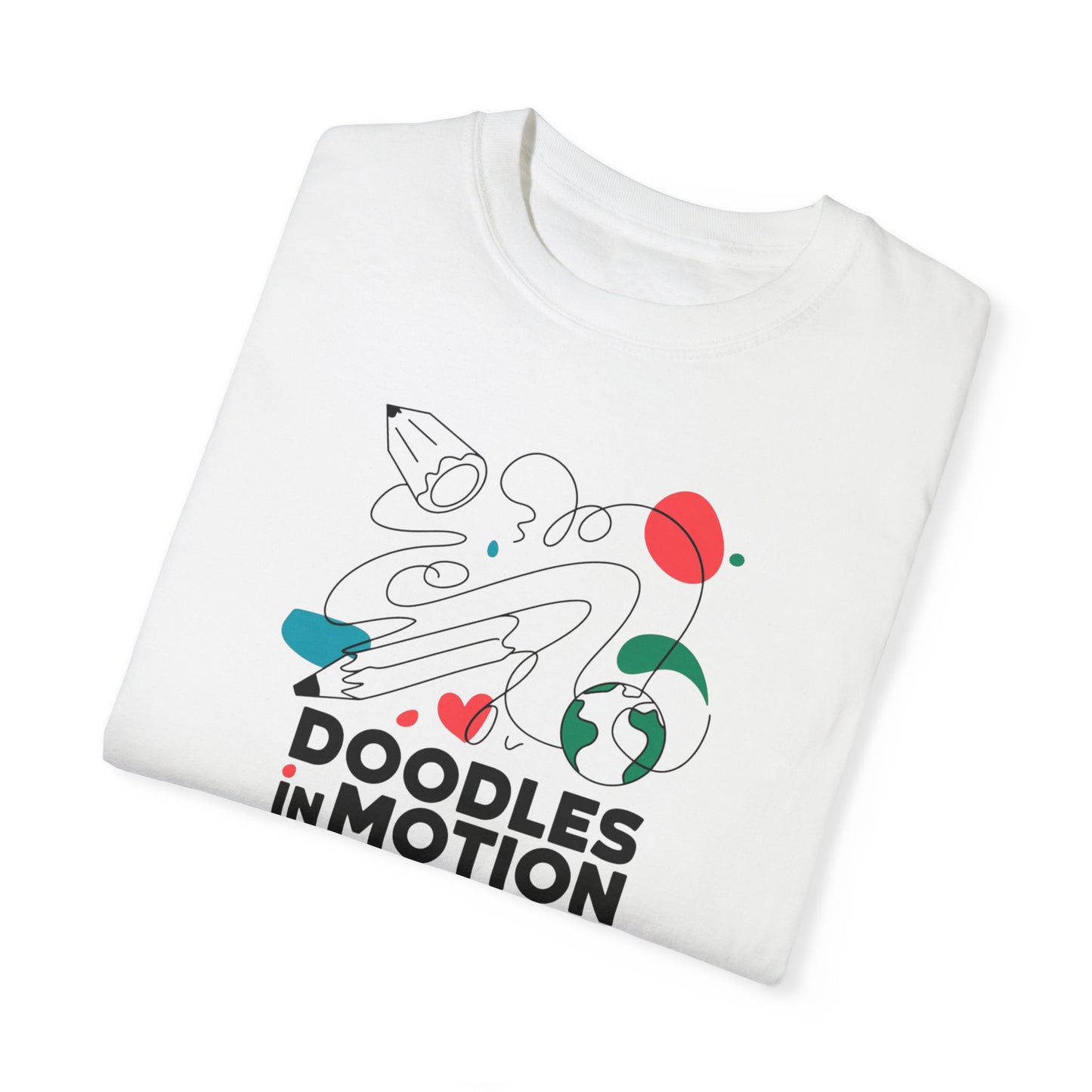 Doodles in Motion Unisex Garment-Dyed T-Shirt - Playful Artwear for Everyday Adventures