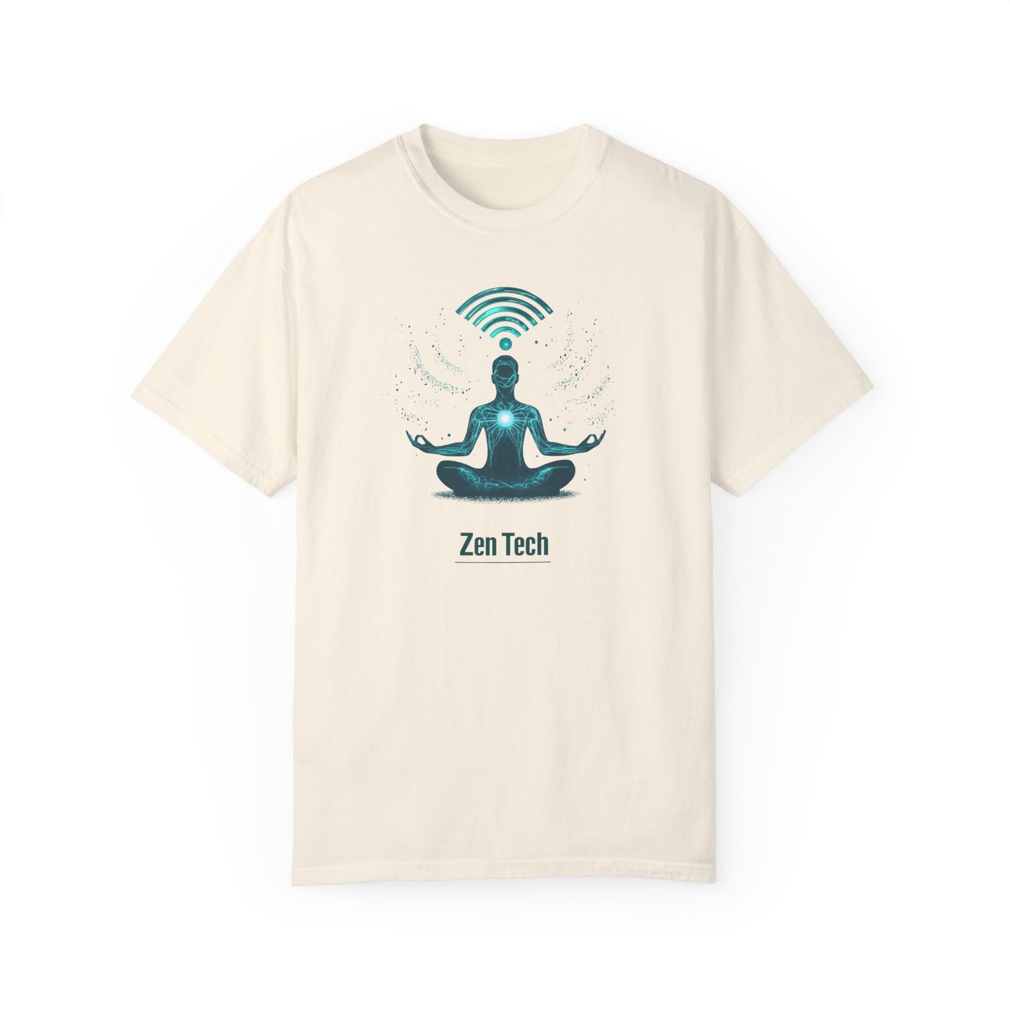 Zen Tech Unisex Garment-Dyed T-Shirt - Mindfulness & Tech Inspired Tee