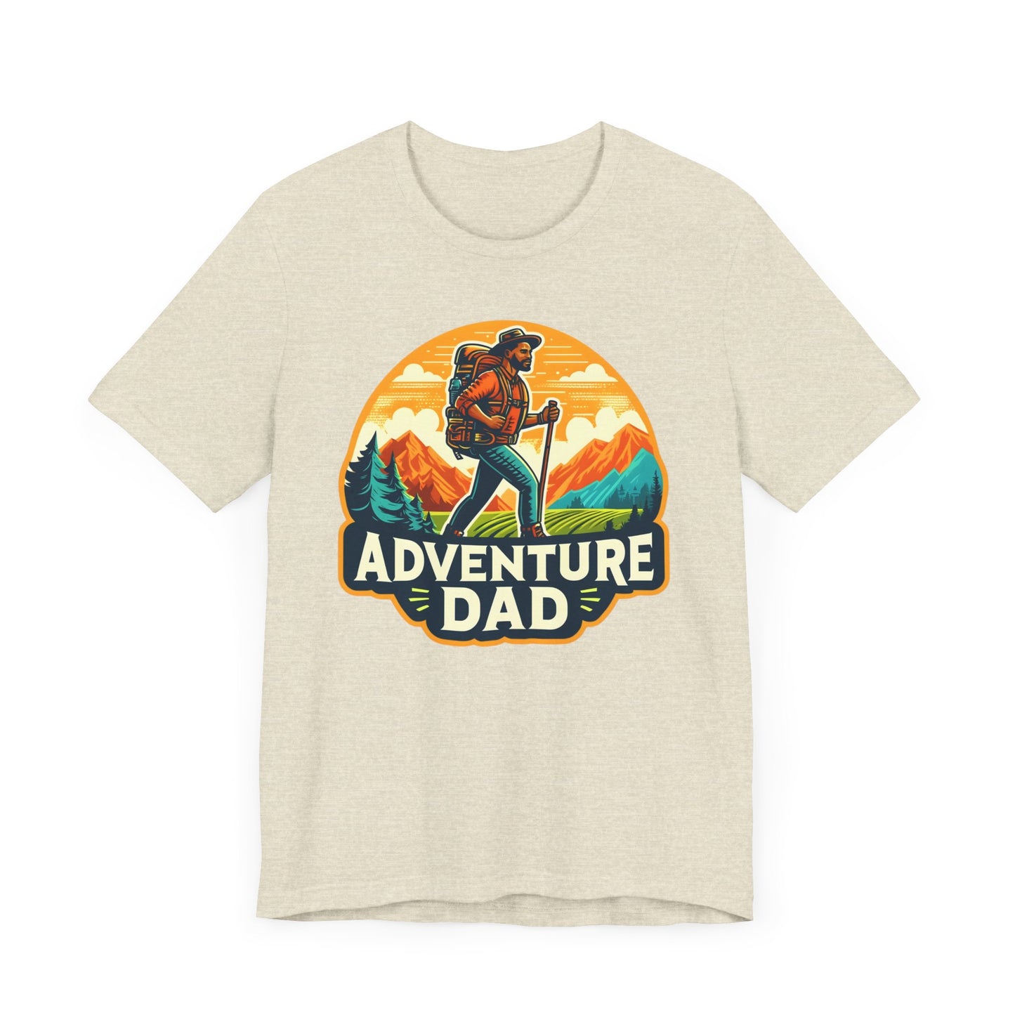 Adventure Dad t-shirt featuring a hiker graphic, perfect for dads who love outdoor adventures.