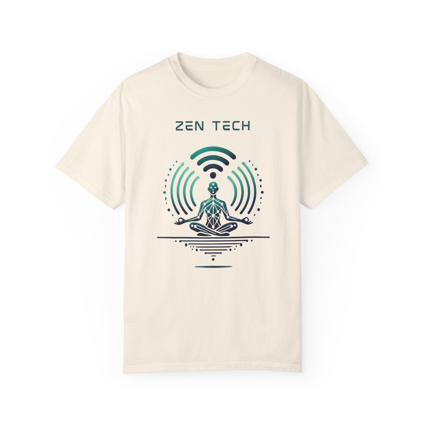 Zen Tech Unisex Garment-Dyed T-shirt - Mindfulness and Modern Design