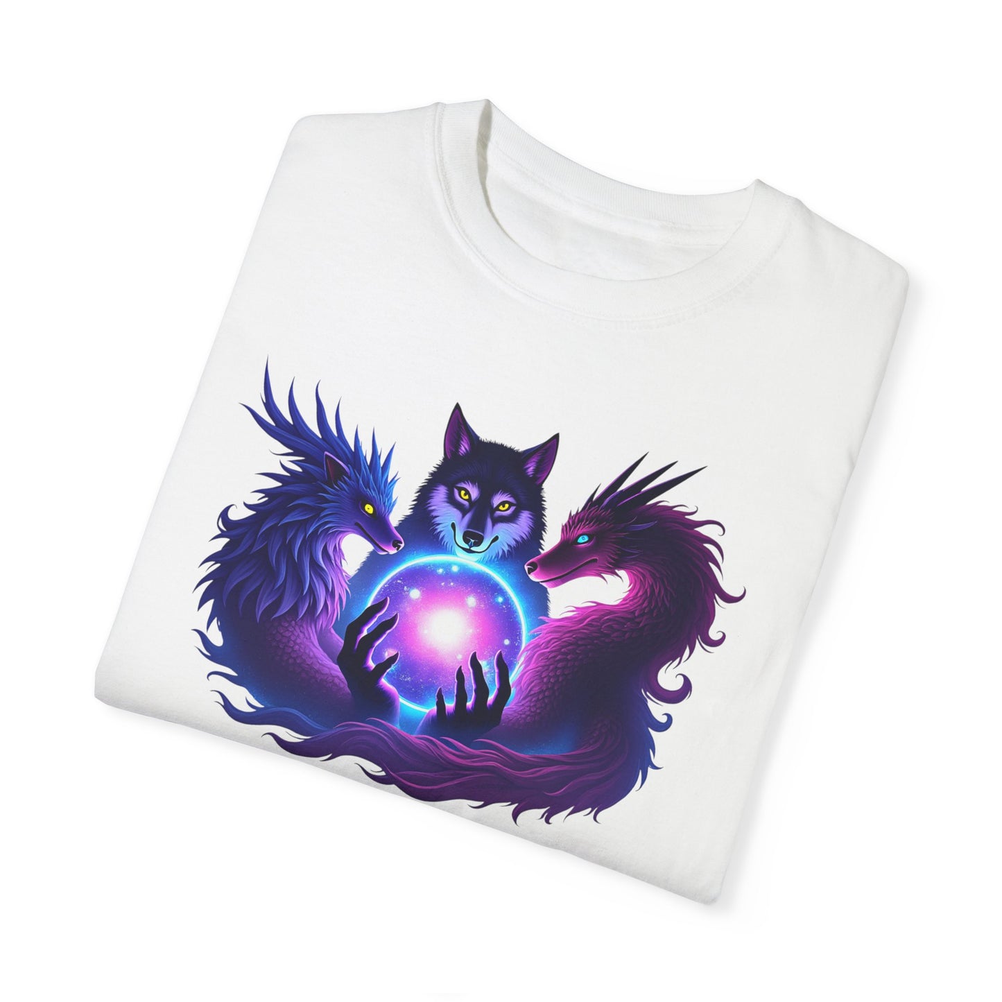 Mystical Animal Unisex T-Shirt - Enchanted Wolf & Dragon Design