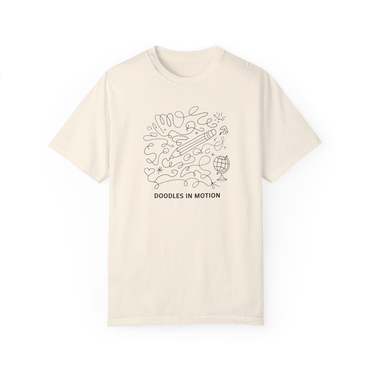 Doodles in Motion Unisex Garment-Dyed T-Shirt - Creative Vibe for Artists and Dreamers