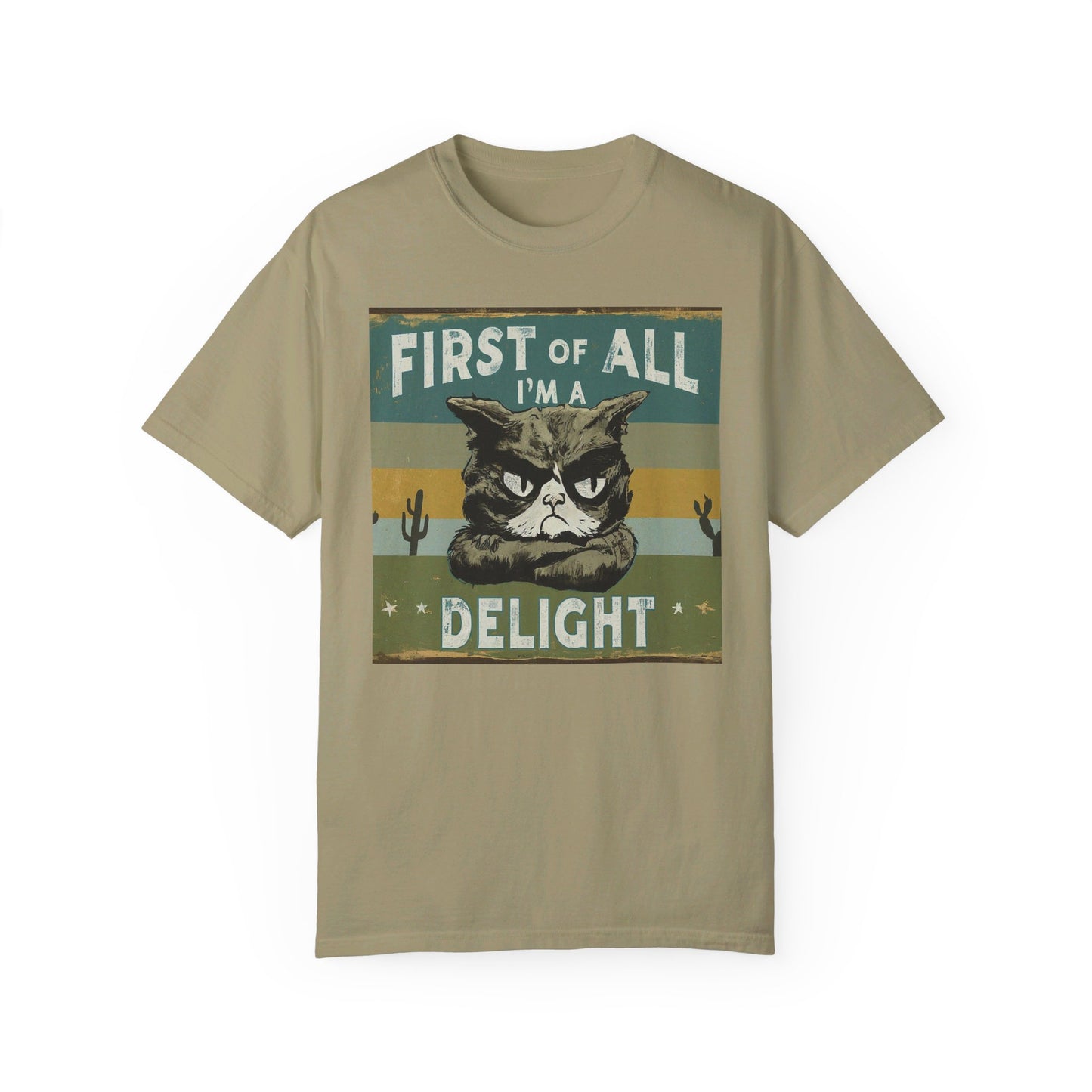 "First of All, I'm a Delight" Vintage Cat-Themed T-Shirt