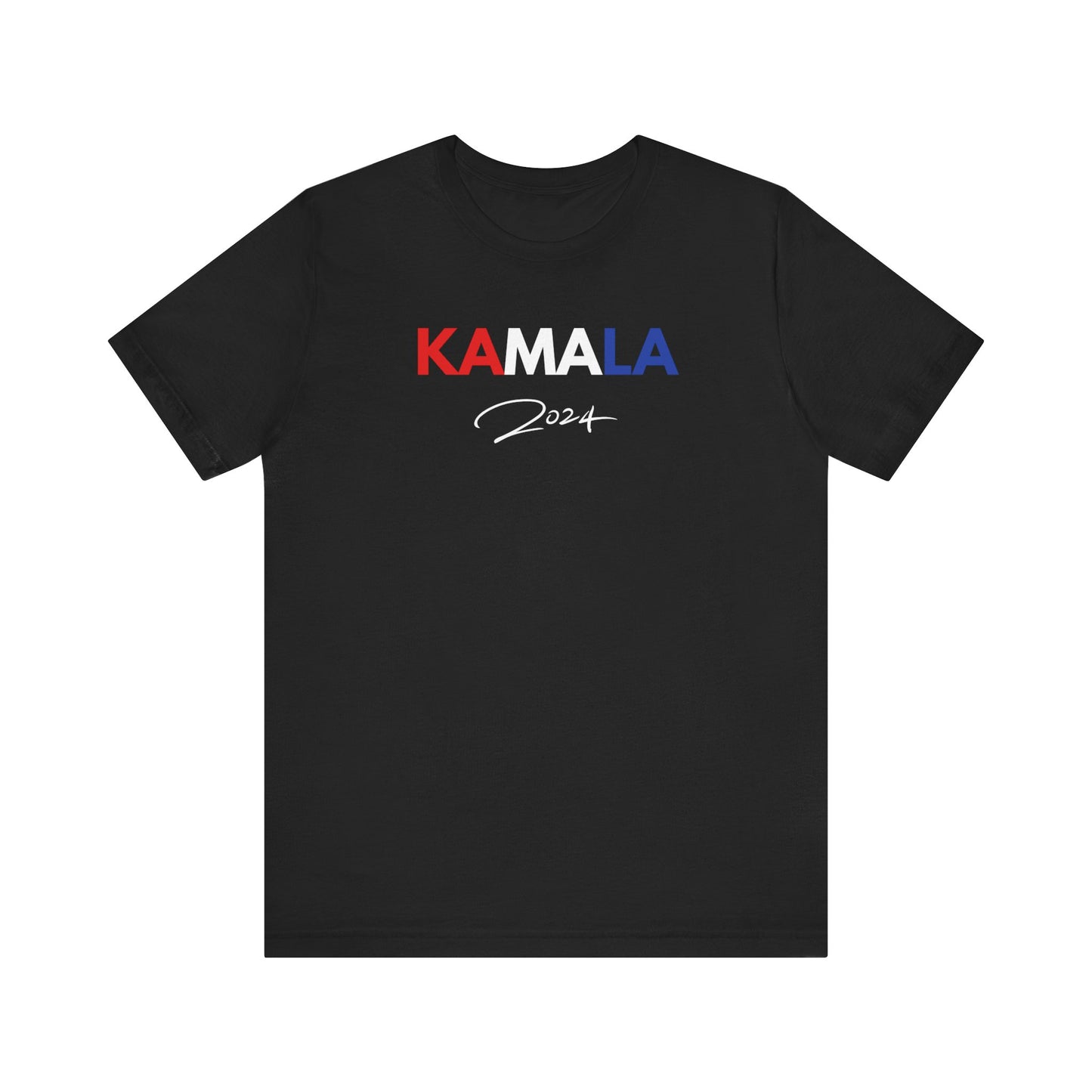 Kamala Harris 'KAMALA 2024' Patriotic Signature T-Shirt - Front and Back Design