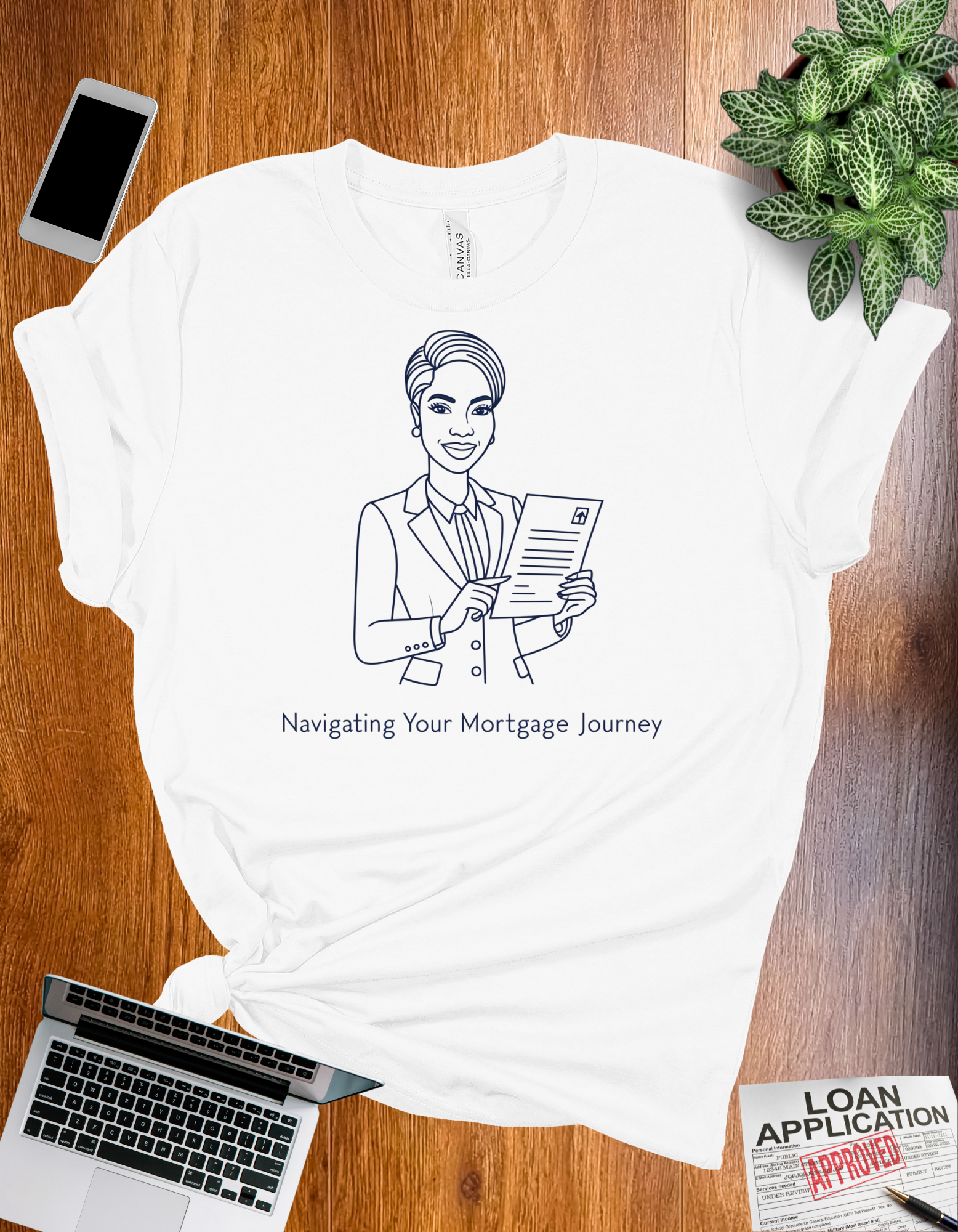 Navigating Your Mortgage Journey t-shirt, perfect for mortgage loan officers and real estate professionals.