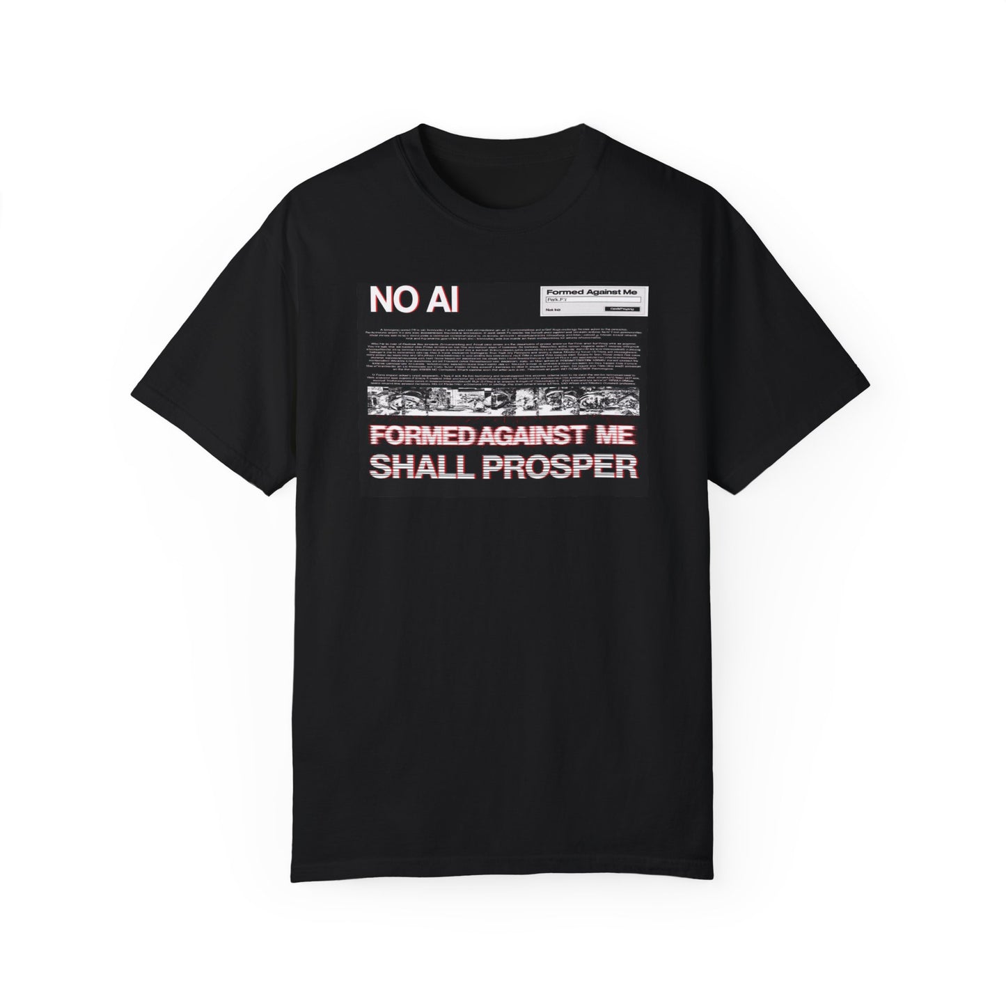 Unisex Garment-Dyed T-shirt - "No AI, Formed Against Me Shall Prosper" Statement Tee