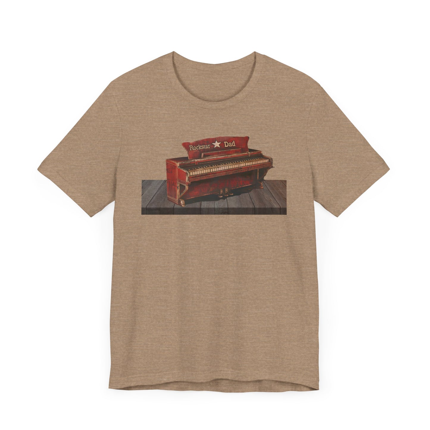 Rockstar Dad t-shirt featuring a piano design, perfect for music-loving dads.