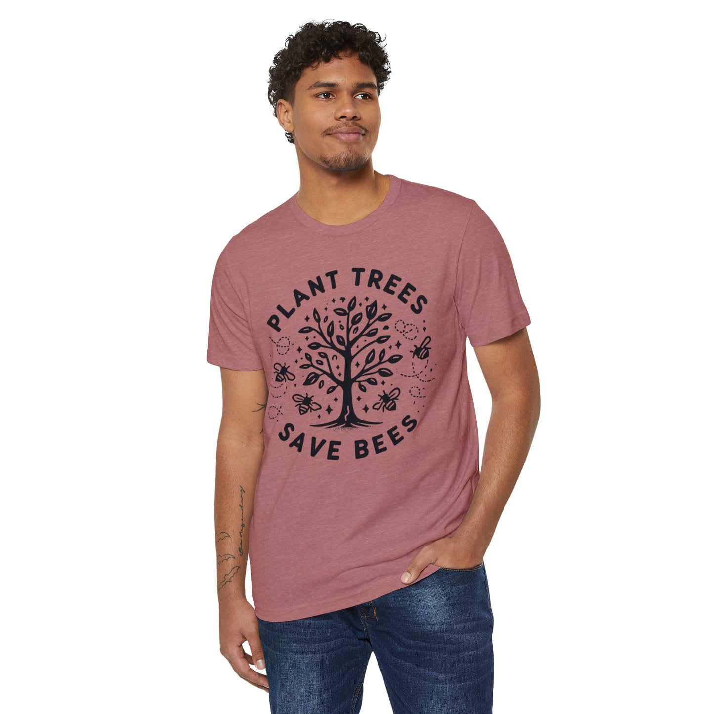 Plant Trees, Save Bees: Eco-Friendly 100% Organic Cotton Tee