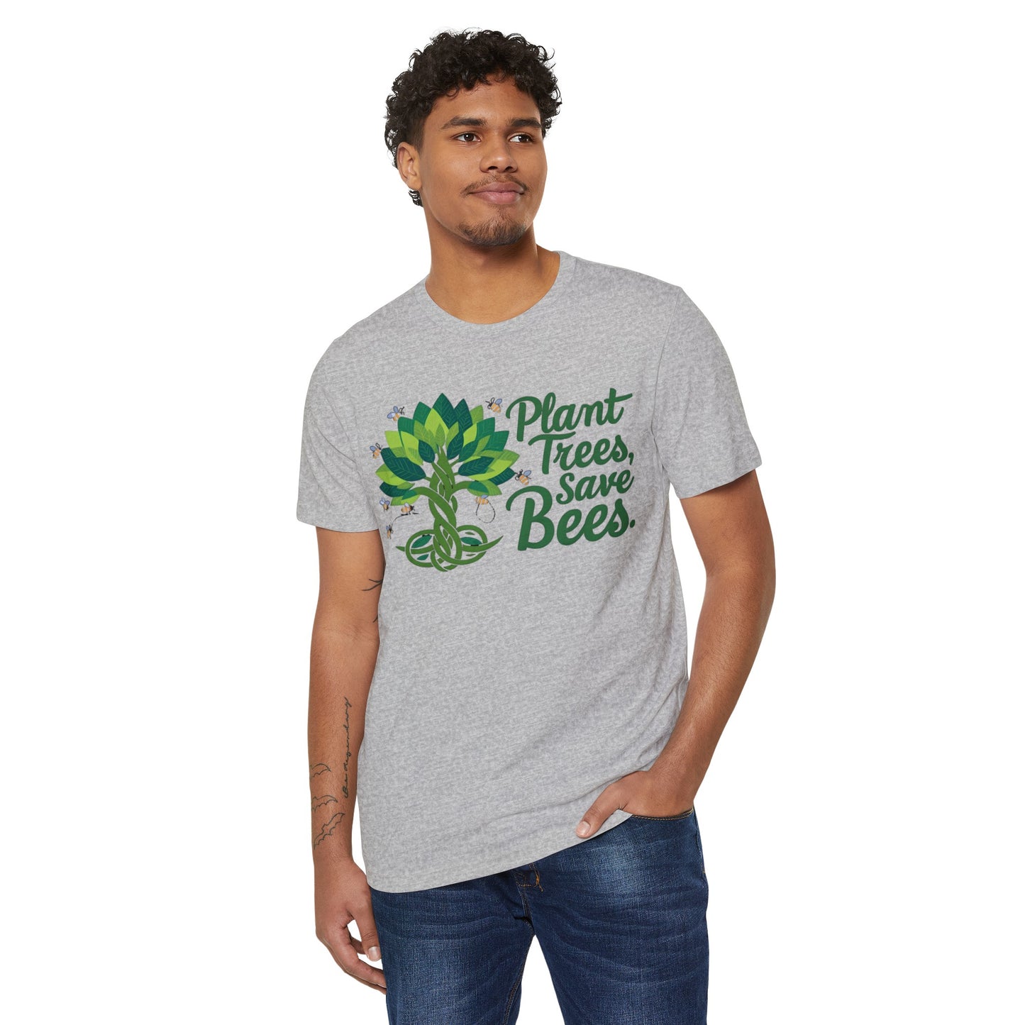 Plant Trees, Save Bees: Eco-Friendly 100% Organic Cotton Tee