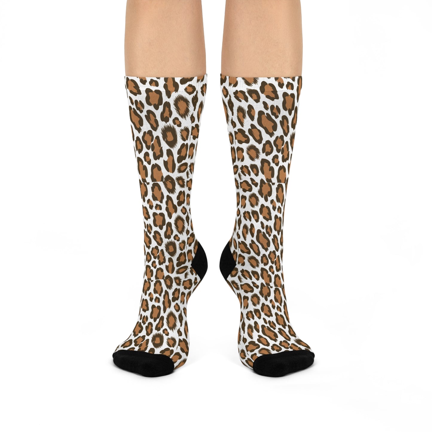 Stylish Leopard Print Cushioned Crew Socks - Comfort & Fashion for Everyday Wear