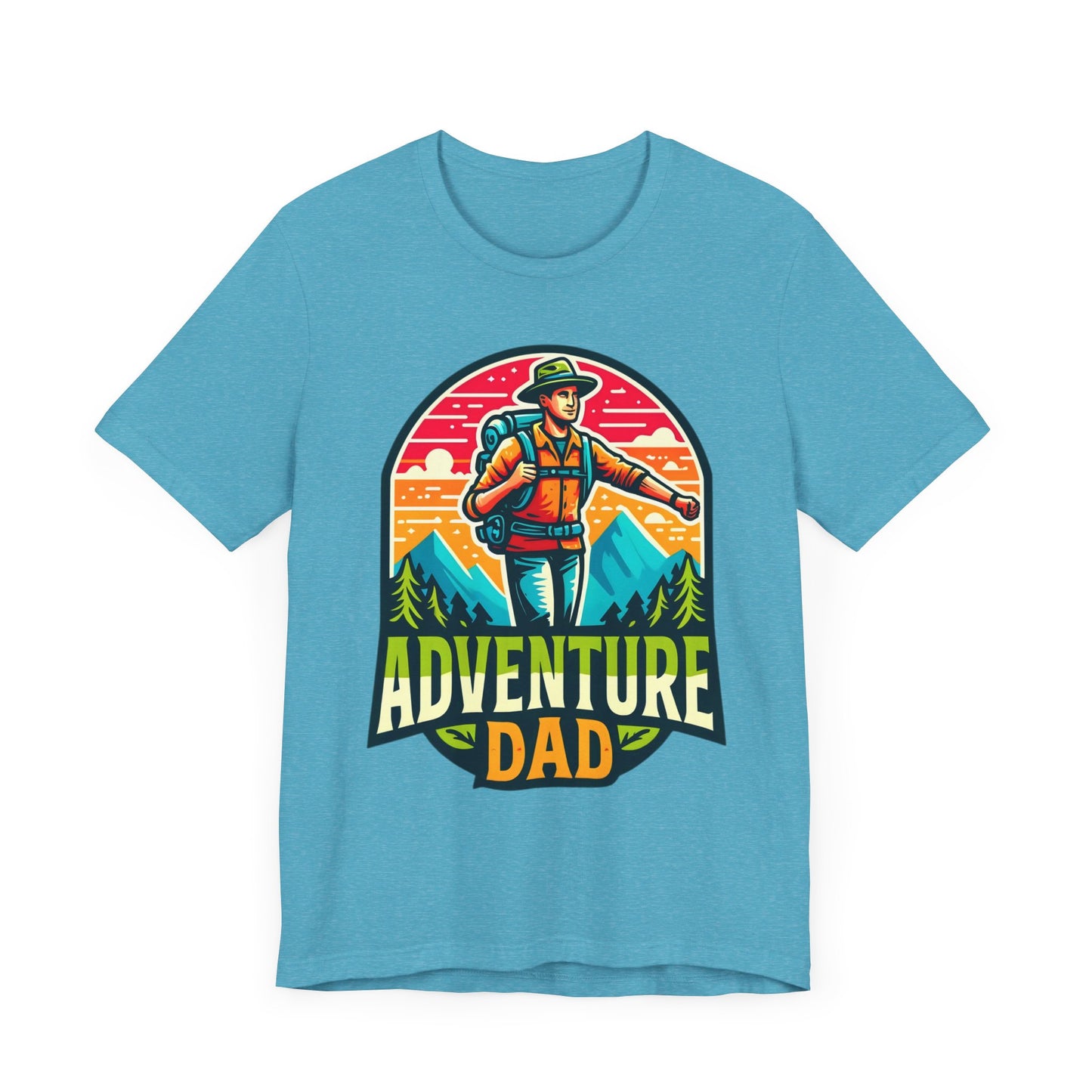 Adventure Dad t-shirt featuring a hiker graphic, perfect for dads who love outdoor adventures.