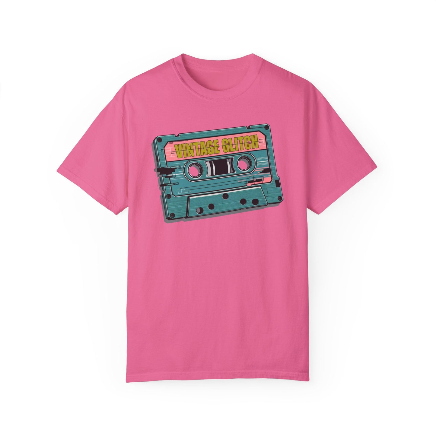 Vintage Glitch Cassette Unisex Garment-Dyed T-shirt | Retro Music Vibe | Perfect for Music Lovers