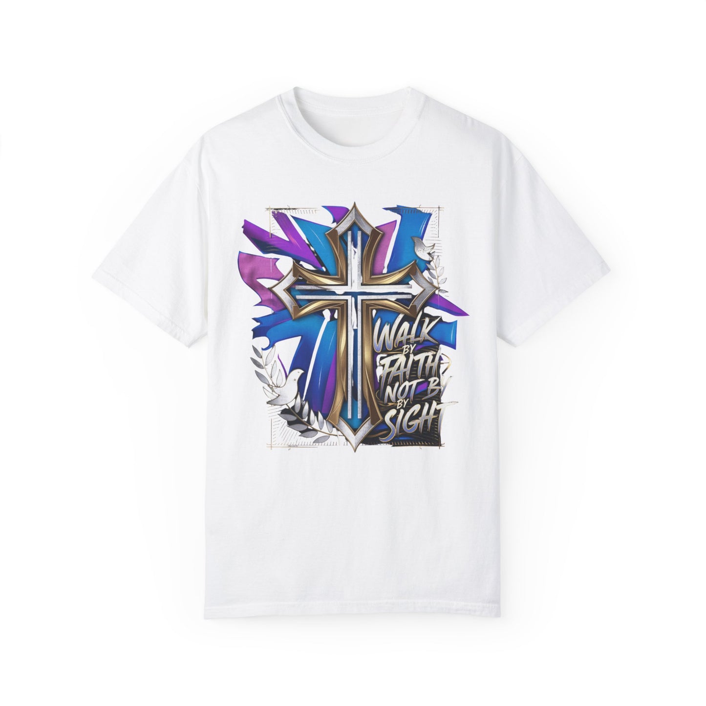 Urban Faith graphic tee featuring a powerful cross design, blending urban style and spiritual strength for women.