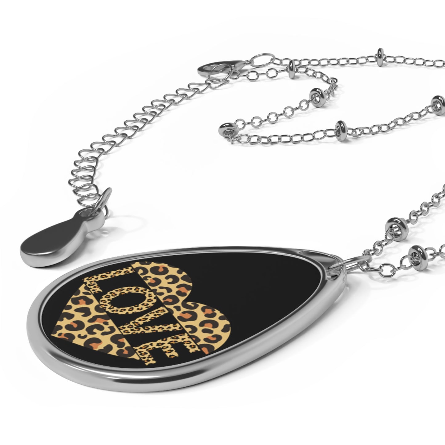 Leopard Print Love Oval Necklace - Stylish Pendant Jewelry for Valentine’s Day & Everyday Wear