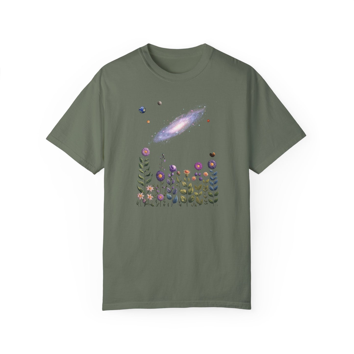 Galactic Floral Unisex T-Shirt - Cosmic Garden Design