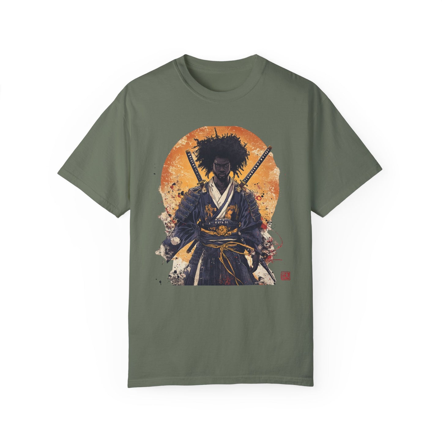 Samurai Sunset Unisex Garment-Dyed T-Shirt - Epic Warrior Design