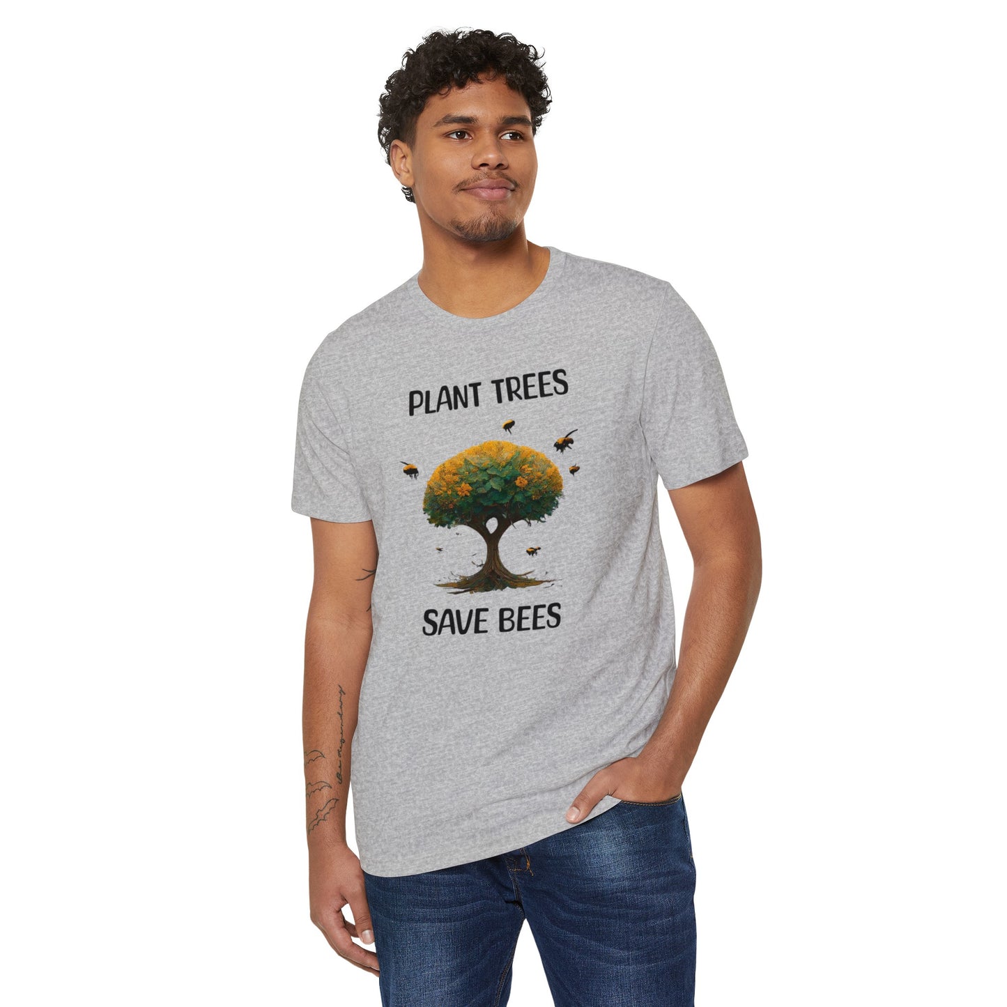 Plant Trees, Save Bees: Eco-Friendly 100% Organic Cotton Tee