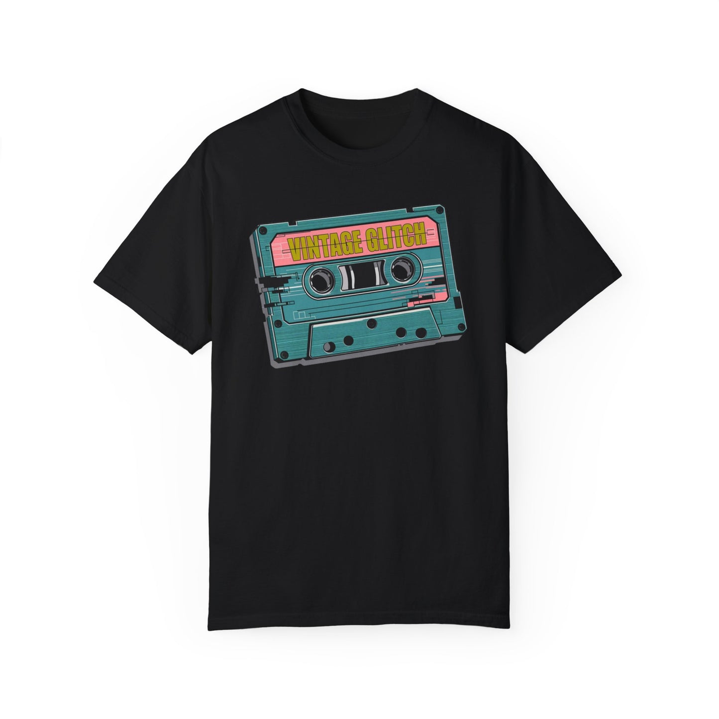 Vintage Glitch Cassette Unisex Garment-Dyed T-shirt | Retro Music Vibe | Perfect for Music Lovers