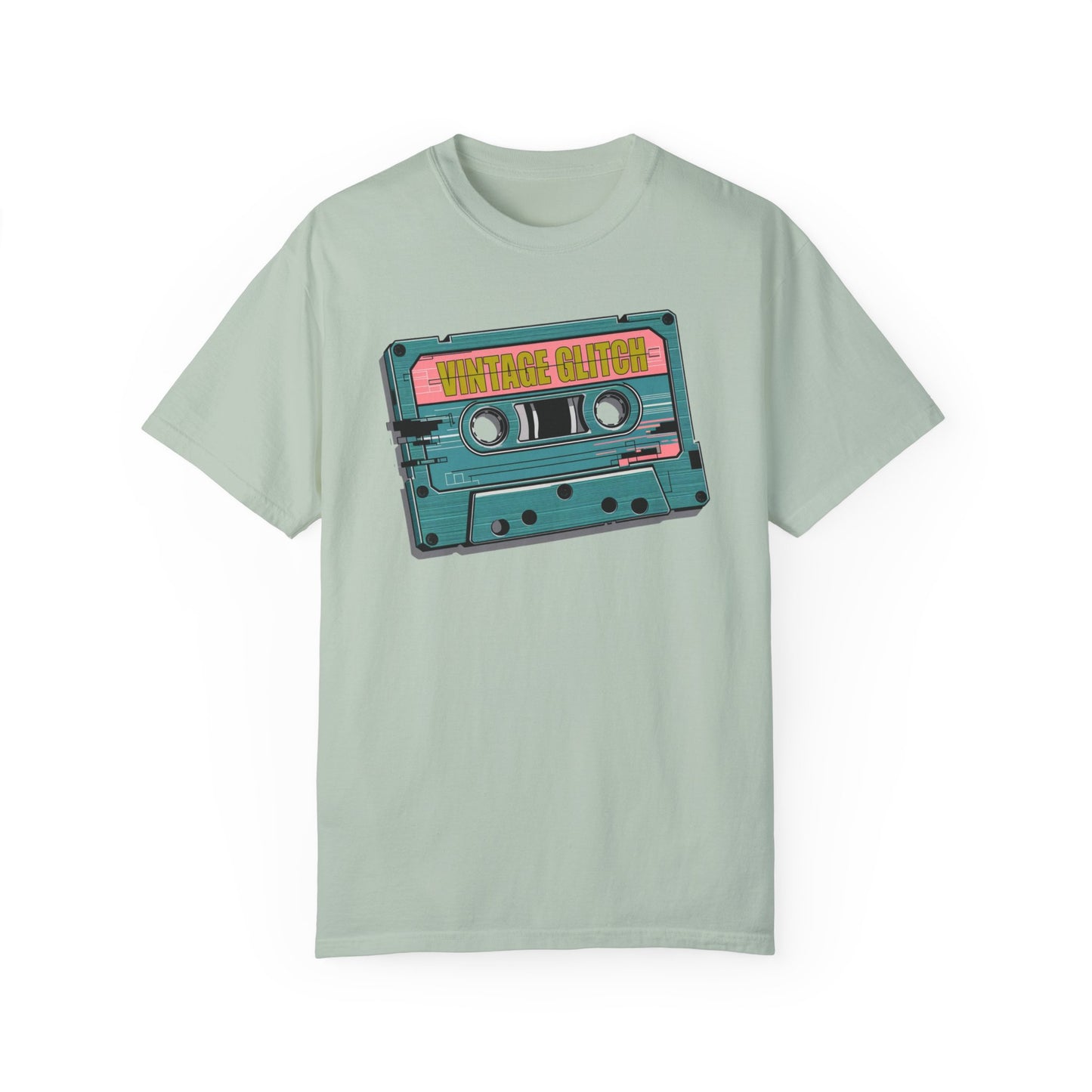 Vintage Glitch Cassette Unisex Garment-Dyed T-shirt | Retro Music Vibe | Perfect for Music Lovers