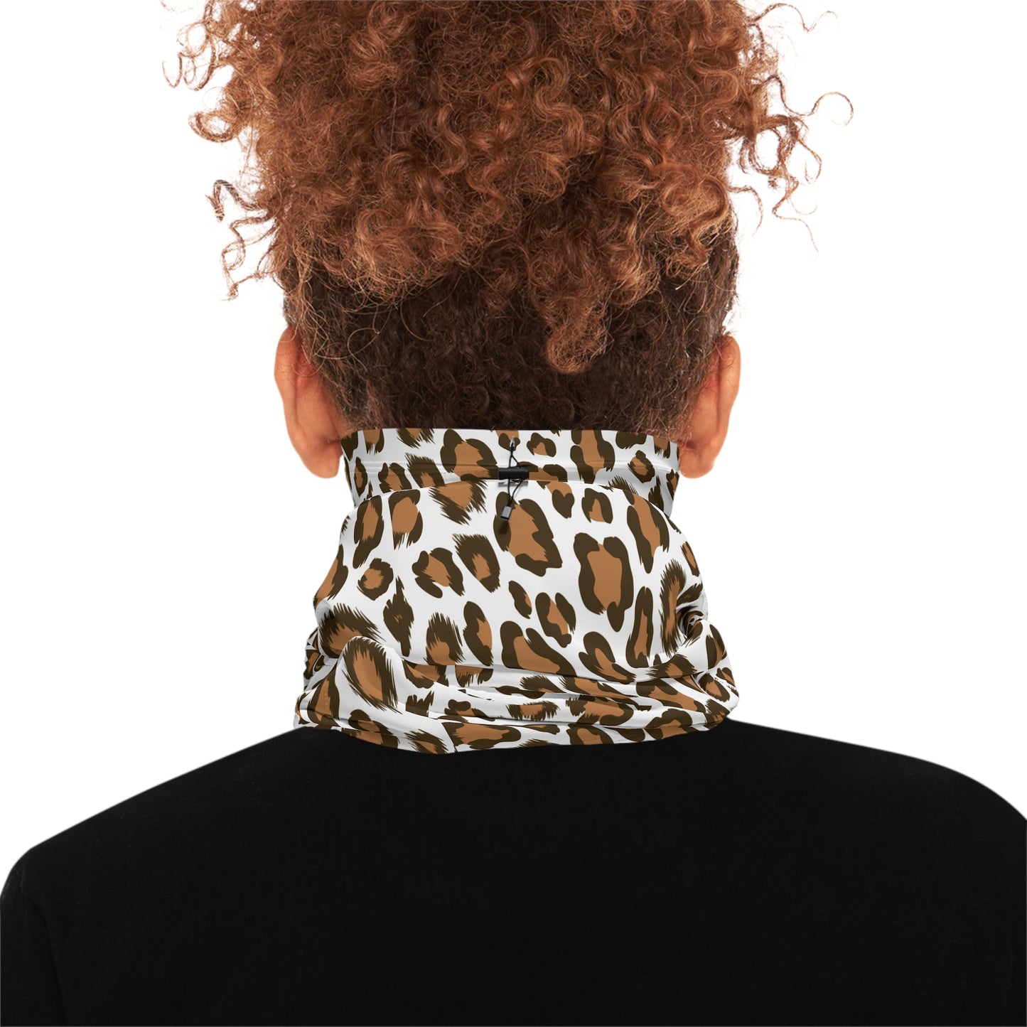 Stylish Leopard Print Winter Neck Gaiter with Drawstring | Cozy Winter Accessory