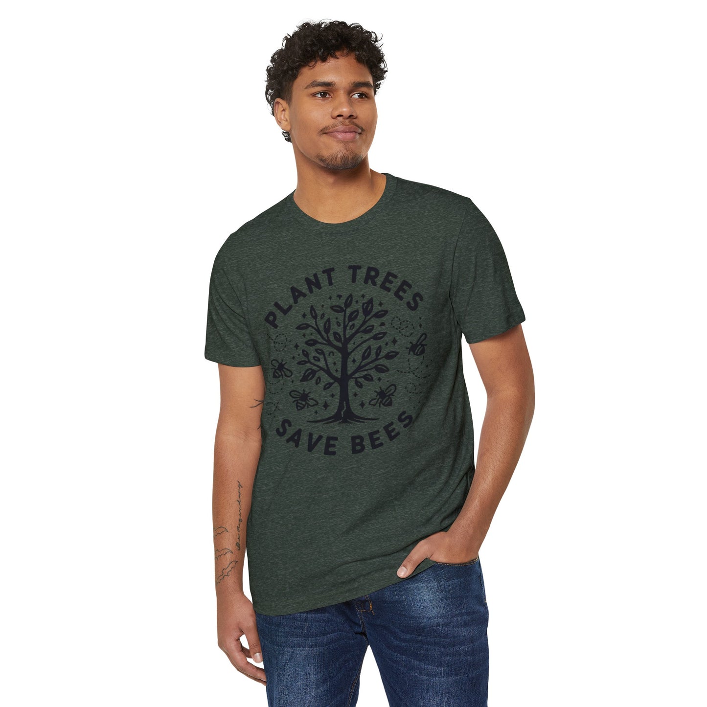 Plant Trees, Save Bees: Eco-Friendly 100% Organic Cotton Tee