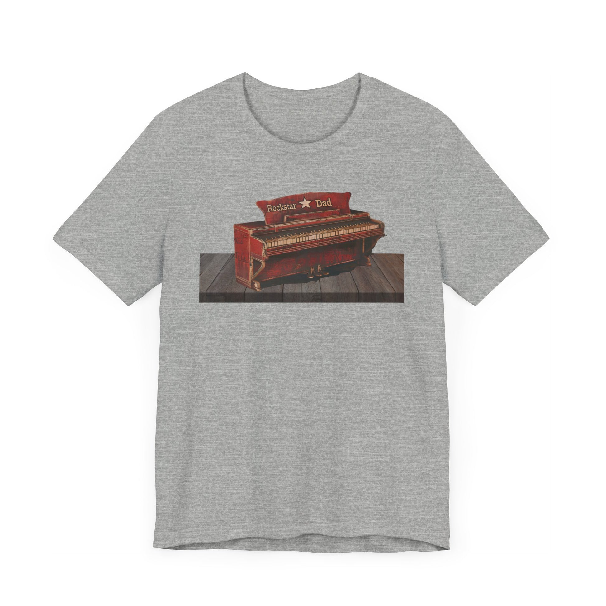 Rockstar Dad t-shirt featuring a piano design, perfect for music-loving dads.