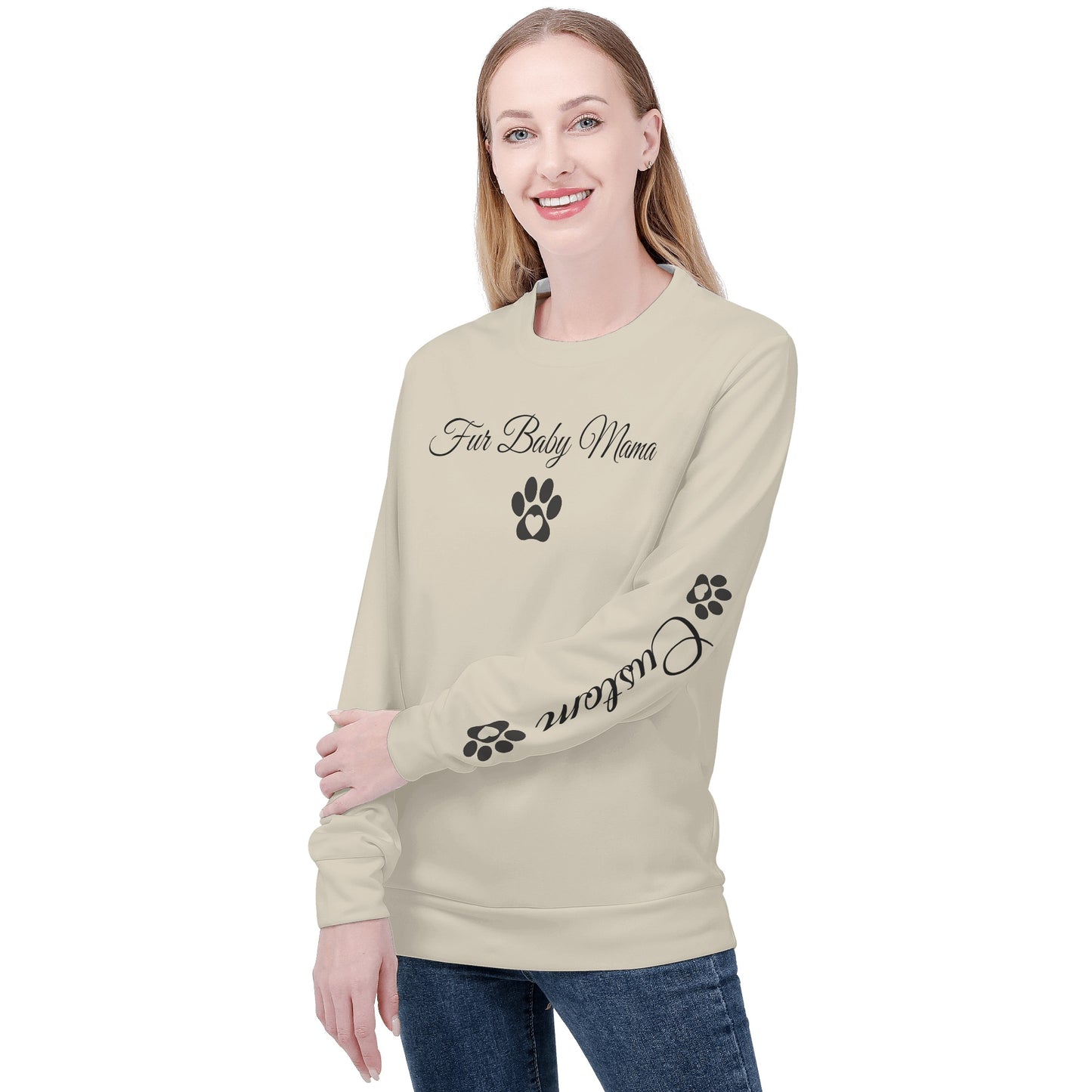 Custom Dog Mom Sweatshirt | Personalized Pet Name - Chest & Sleeve Design