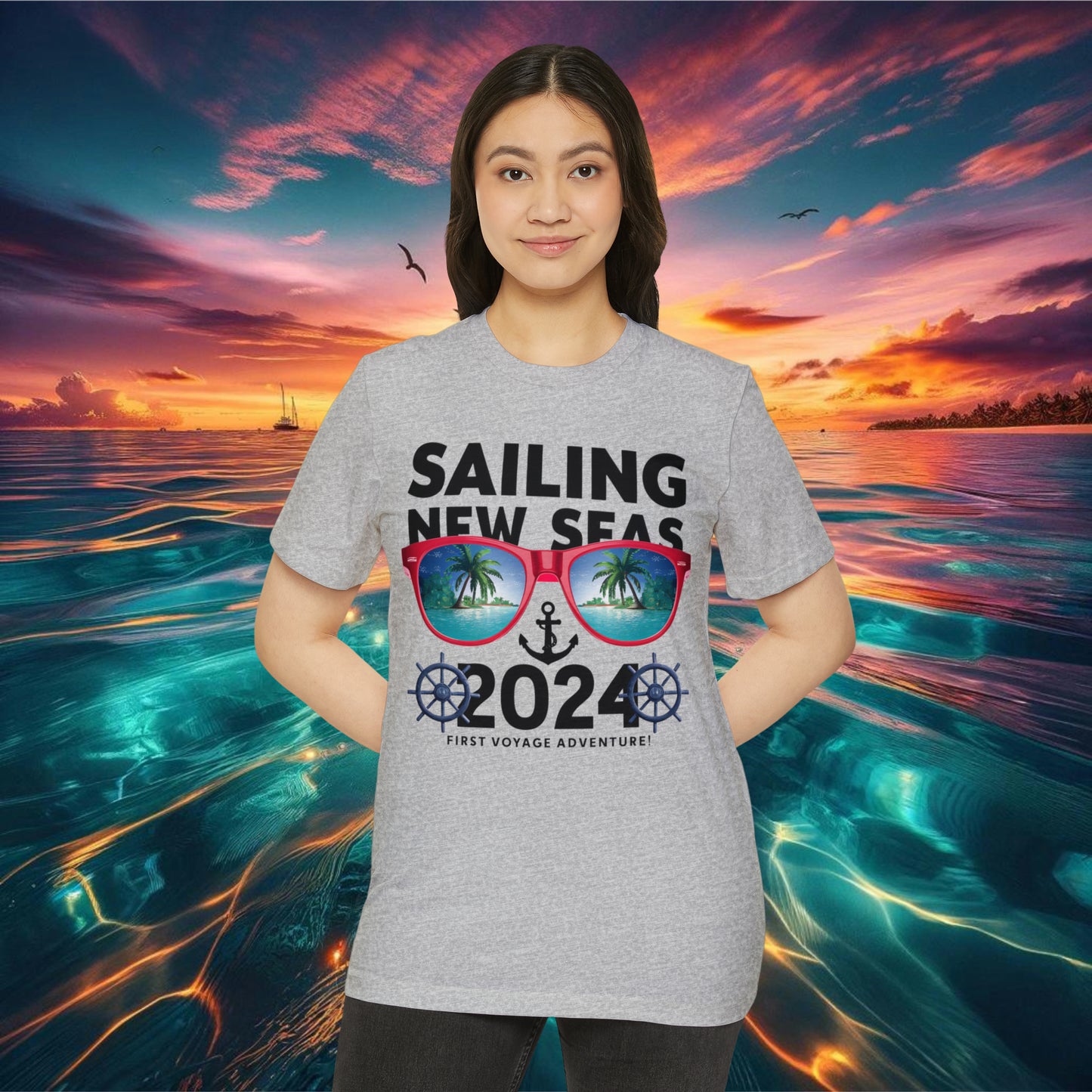 Ocean Adventure EcoTee - Chart Your Course with Our Sailing Sunset Shirt