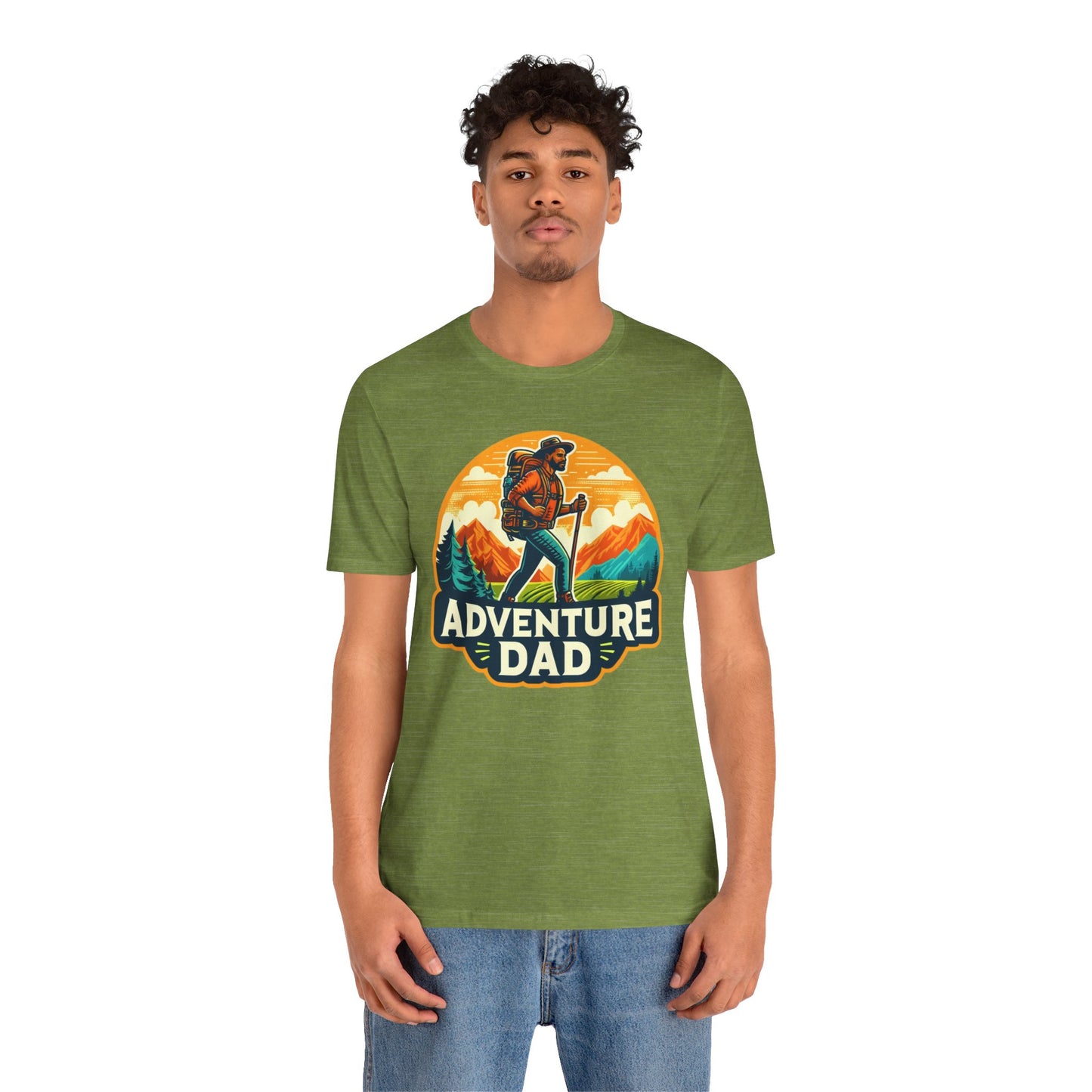 Adventure Dad t-shirt featuring a hiker graphic, perfect for dads who love outdoor adventures.