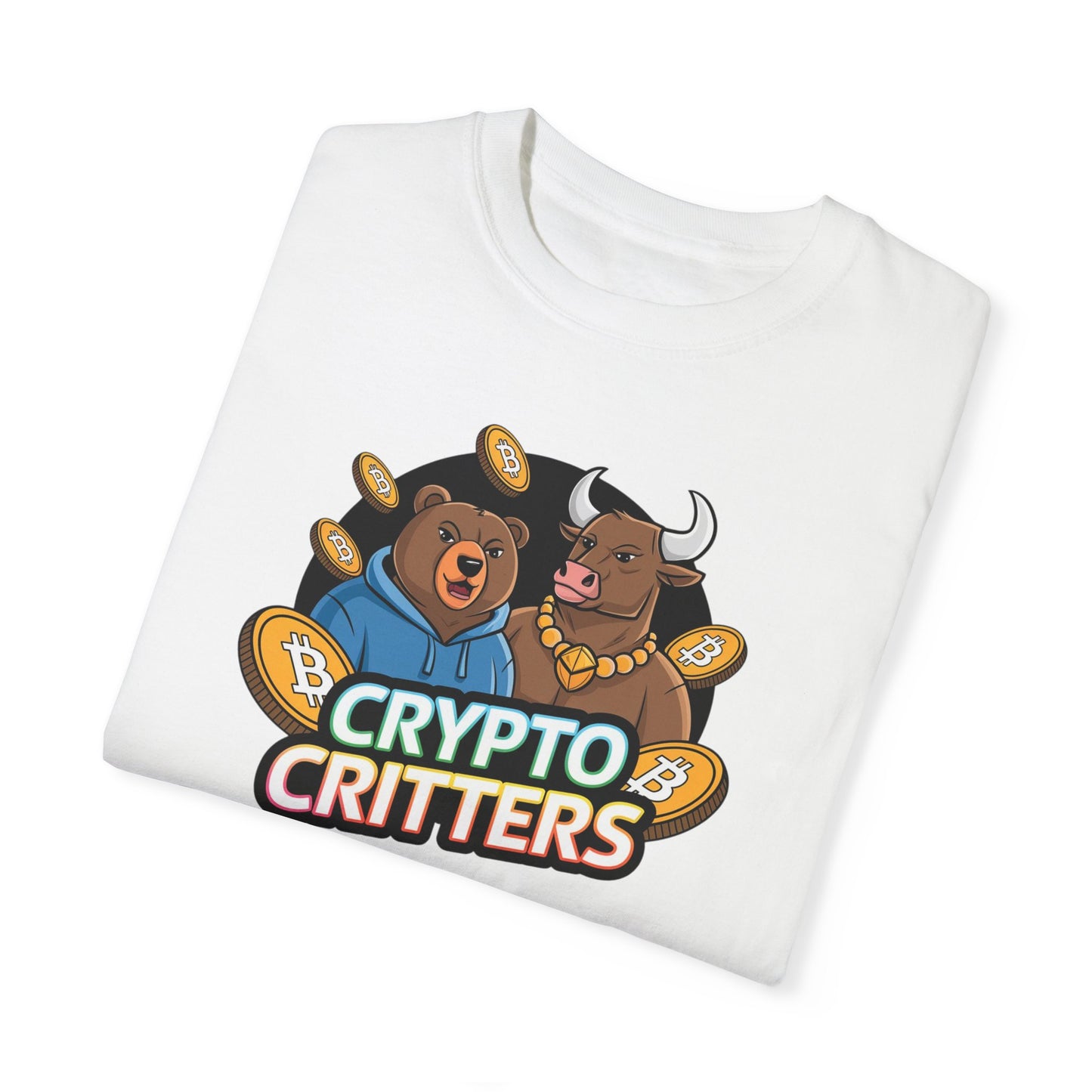 Crypto Critters Unisex Garment-Dyed T-Shirt - Fun Bitcoin Design for Crypto Enthusiasts