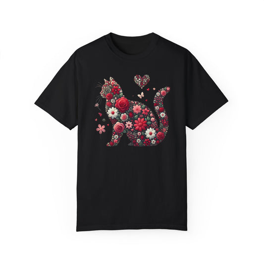 Floral Cat Unisex T-Shirt - Perfect for Cat Lovers & Spring Celebrations