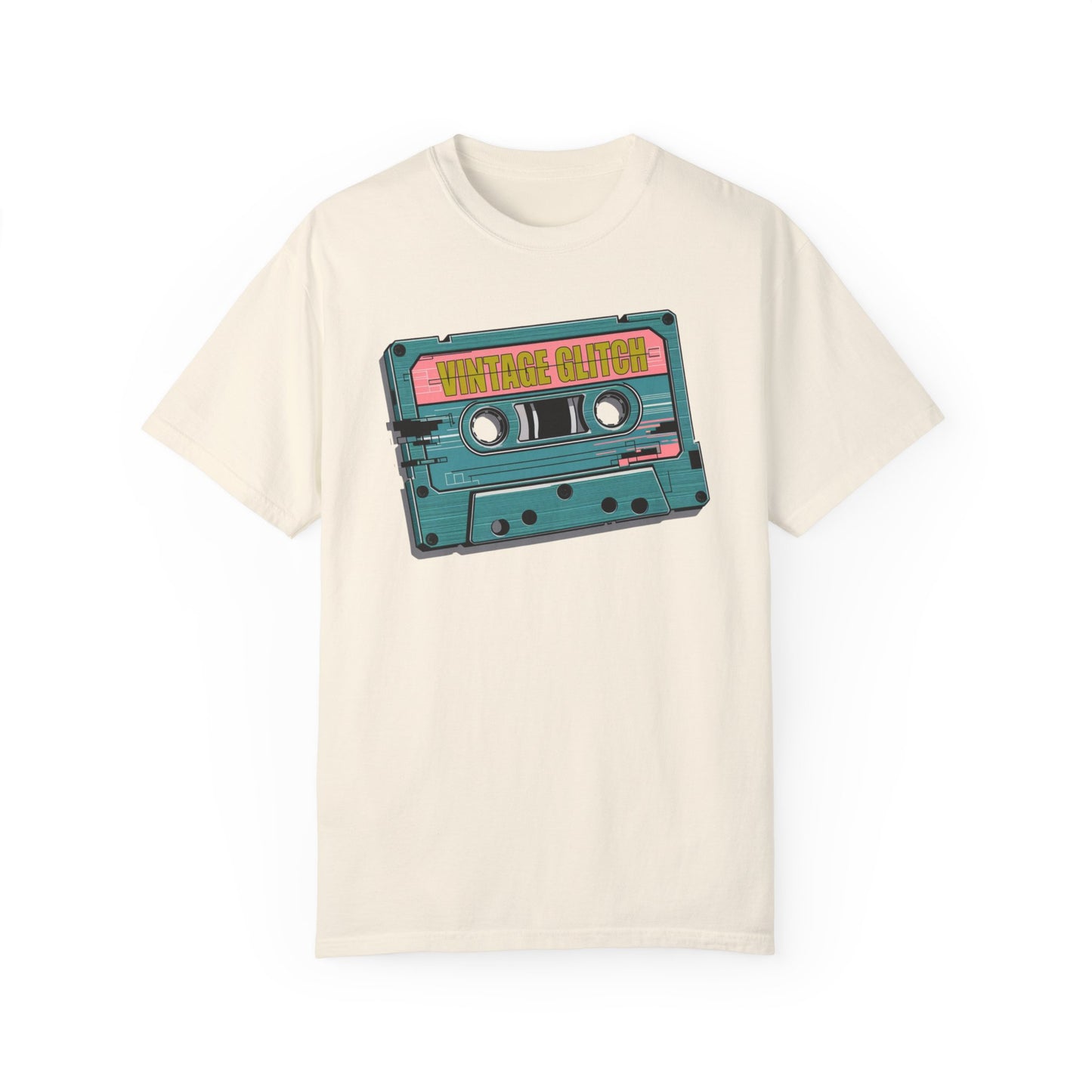 Vintage Glitch Cassette Unisex Garment-Dyed T-shirt | Retro Music Vibe | Perfect for Music Lovers